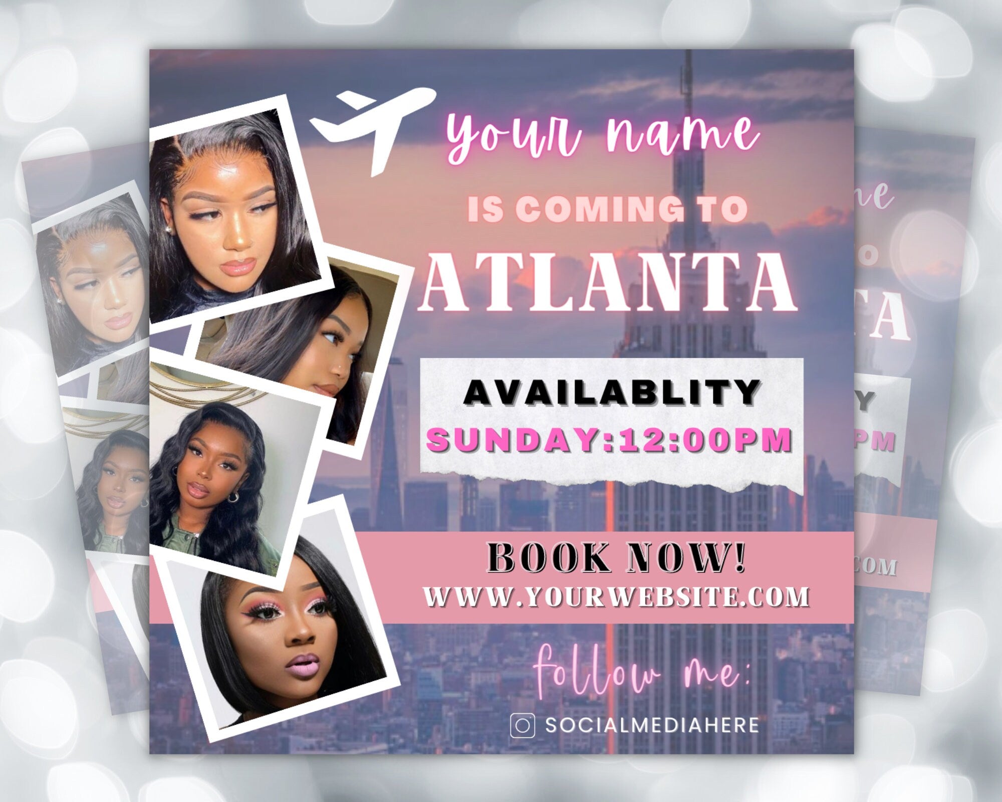 Travel Beauty Stylist Flyer, Traveling Business Flyer, DIY Book Now Appointments, Traveling Hairstylist, Editable Canva Template