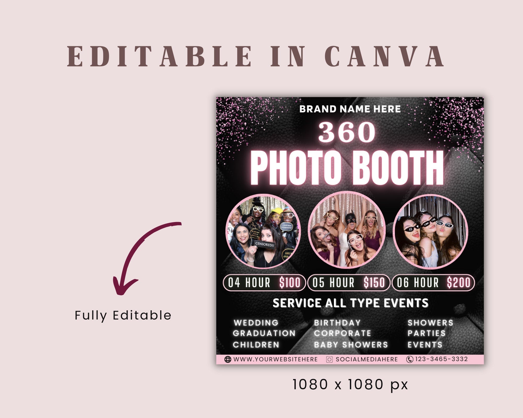 360 Photo Booth Flyer | Event Photography Rental Party| Animated 360 Photo Booth Flyer | Celebration Book Now Flyer | Photo booth Instagram