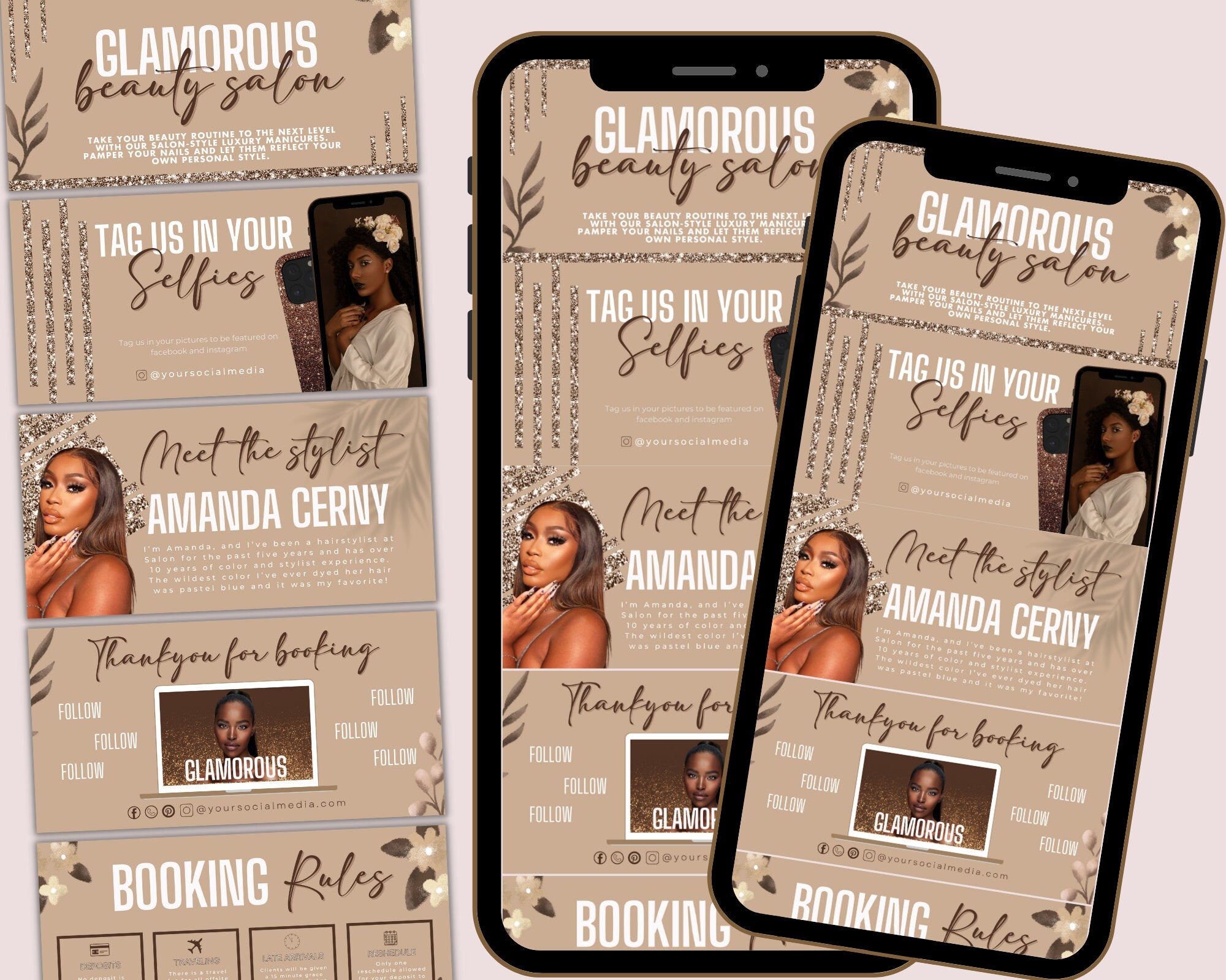 Acuity Scheduling Template Brown | Editable Canva Template | Hair Stylist, Diy Acuity Template, Makeup, Lashes, Nail Tech DIY