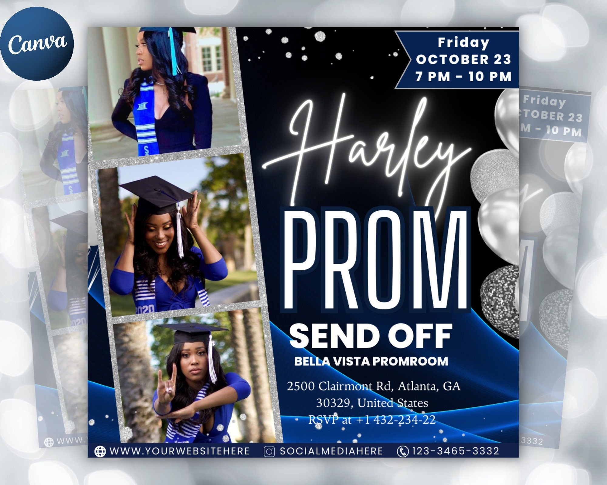 Prom Invitation Flyer, Prom Event Flyer, Prom Invitation, Prom Event Poster, Prom Party Invite, Prom Celebration, Party Flyer Template