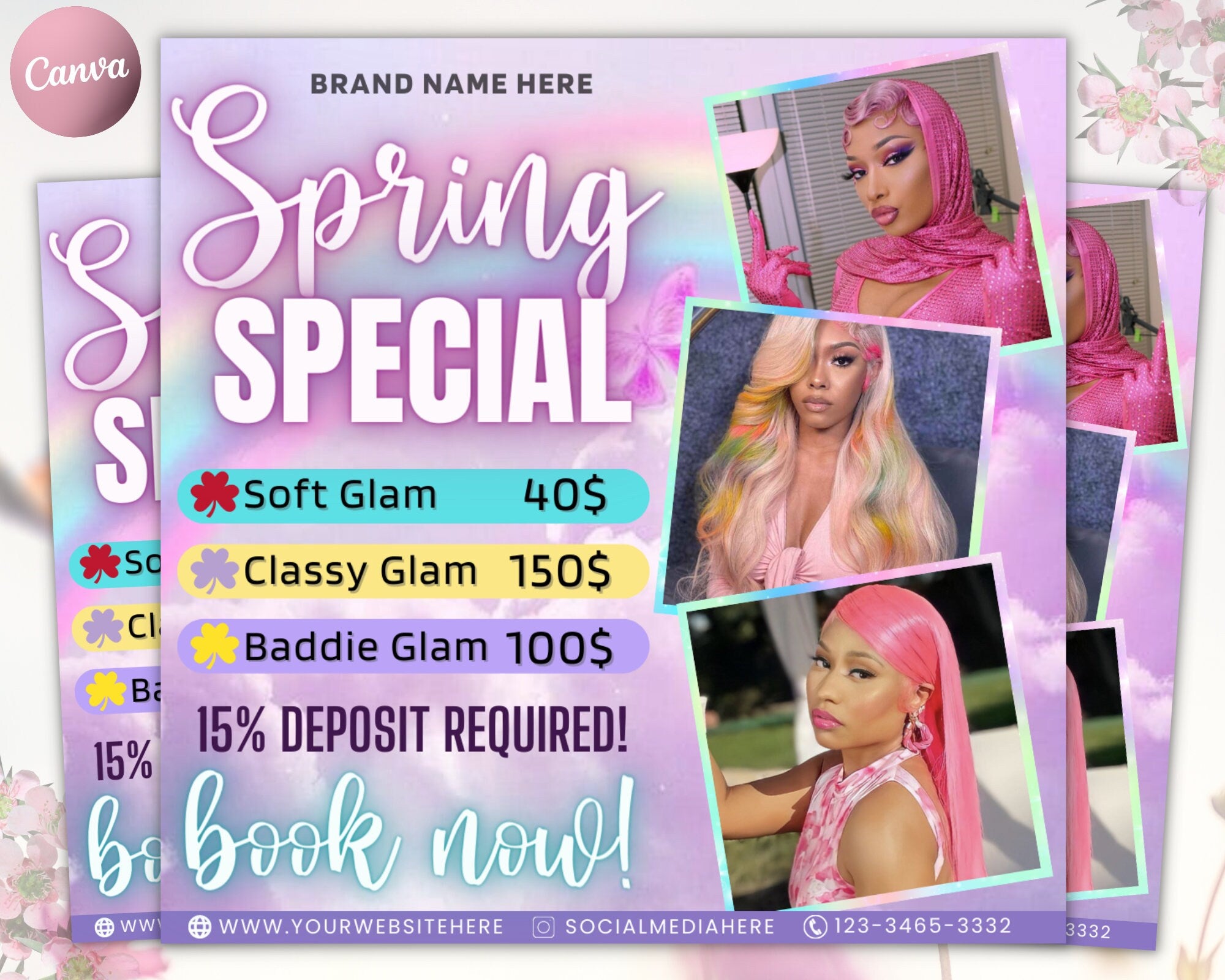 Spring Flyer, Wig Install Flyer, Hair Flyer, Beauty Flyer, Spring Hair Flyer, Wig Install Flyer, Hair Special Flyer, April Booking Flyer