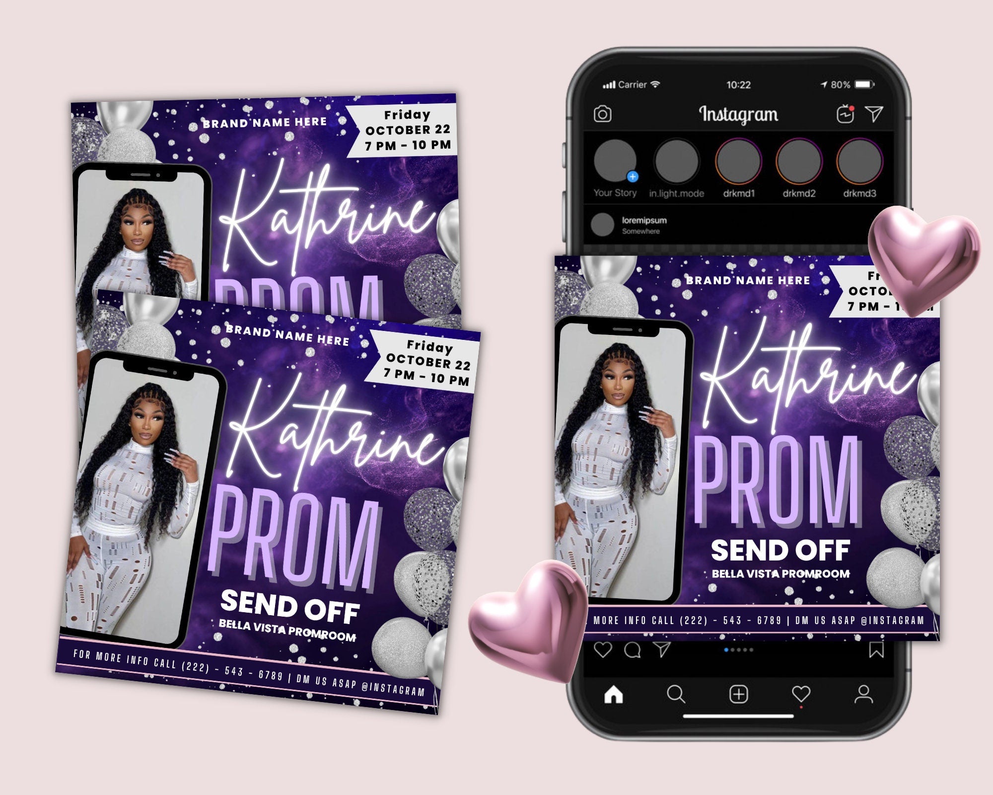 Prom Invitation Flyer, Prom Event Flyer, Prom Invitation, Purple Prom Flyer, Event Poster, Prom Party Invite, Prom Celebration, Party Flyer