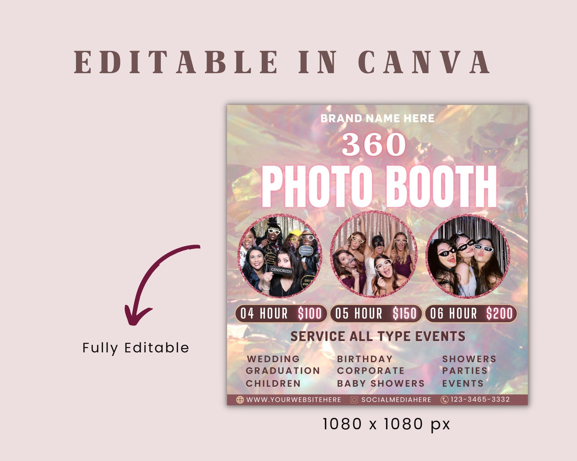 360 Photo Booth Flyer | Event Photography Rental Party| Animated 360 Photo Booth Flyer | Celebration Book Now Flyer | Photo booth Instagram