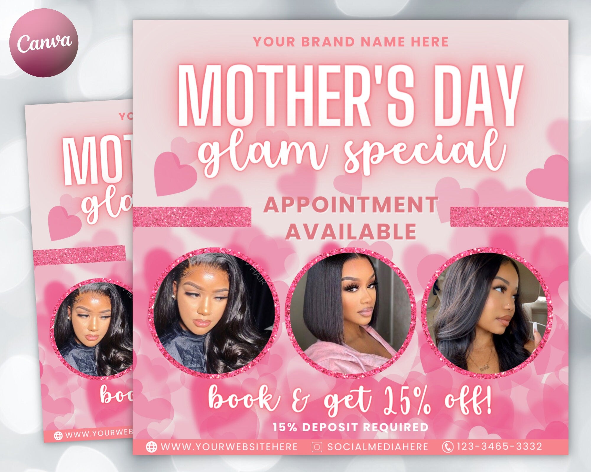 Mother's Day Flyer template, Book Now Flyer, Mother's Day Sale Flyer, Social Media Flyer, Hair, Makeup, Lash, MUA, Canva Template