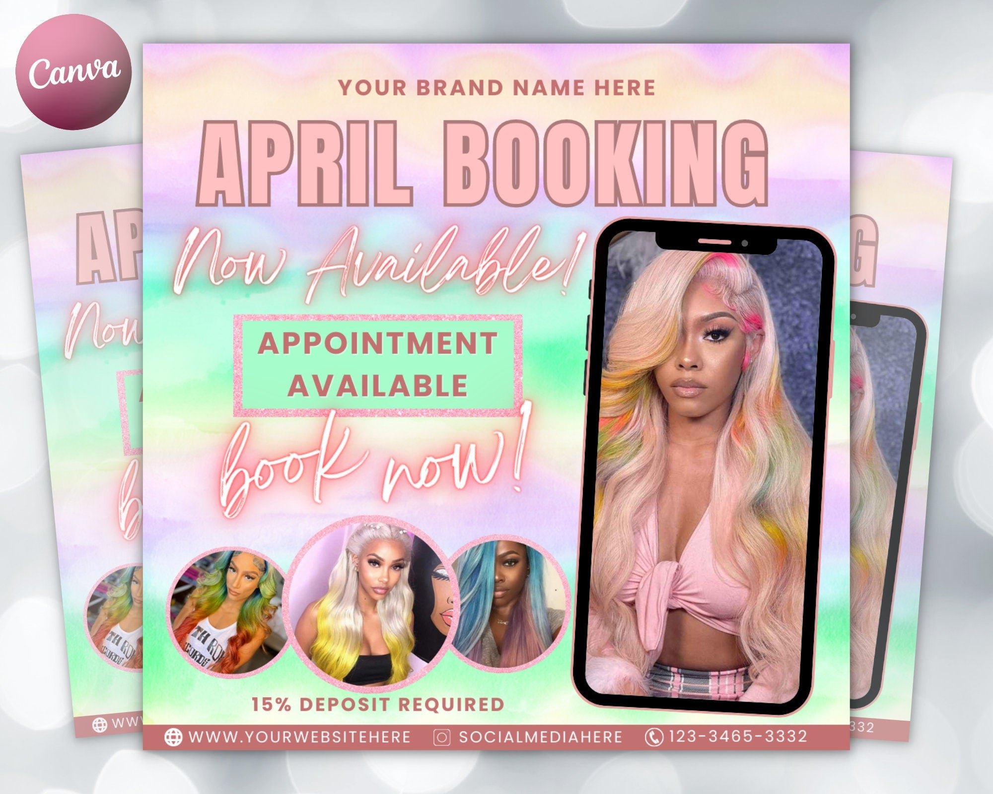 April Appointment Flyer | Book Now Flyer | April Booking Flyer Hairstylist | MUA | Lash | Nails | Editable Flyer | Social Media Template