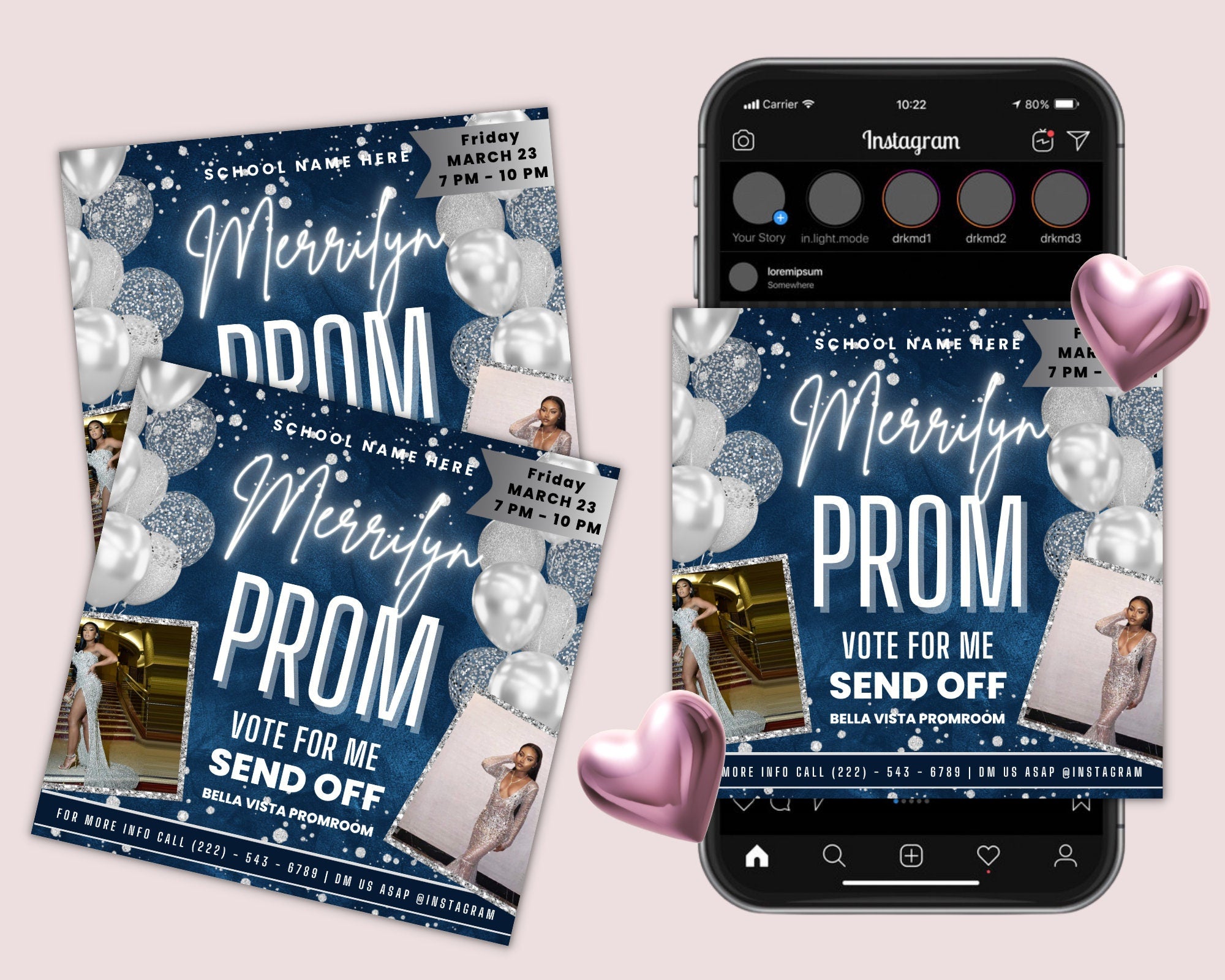 Prom Invitation, Prom Send Off Flyer, Prom Invitation Flyer, Prom Flyer, Prom Sale Flyer, Prom Party Invite, Editable Template in Canva