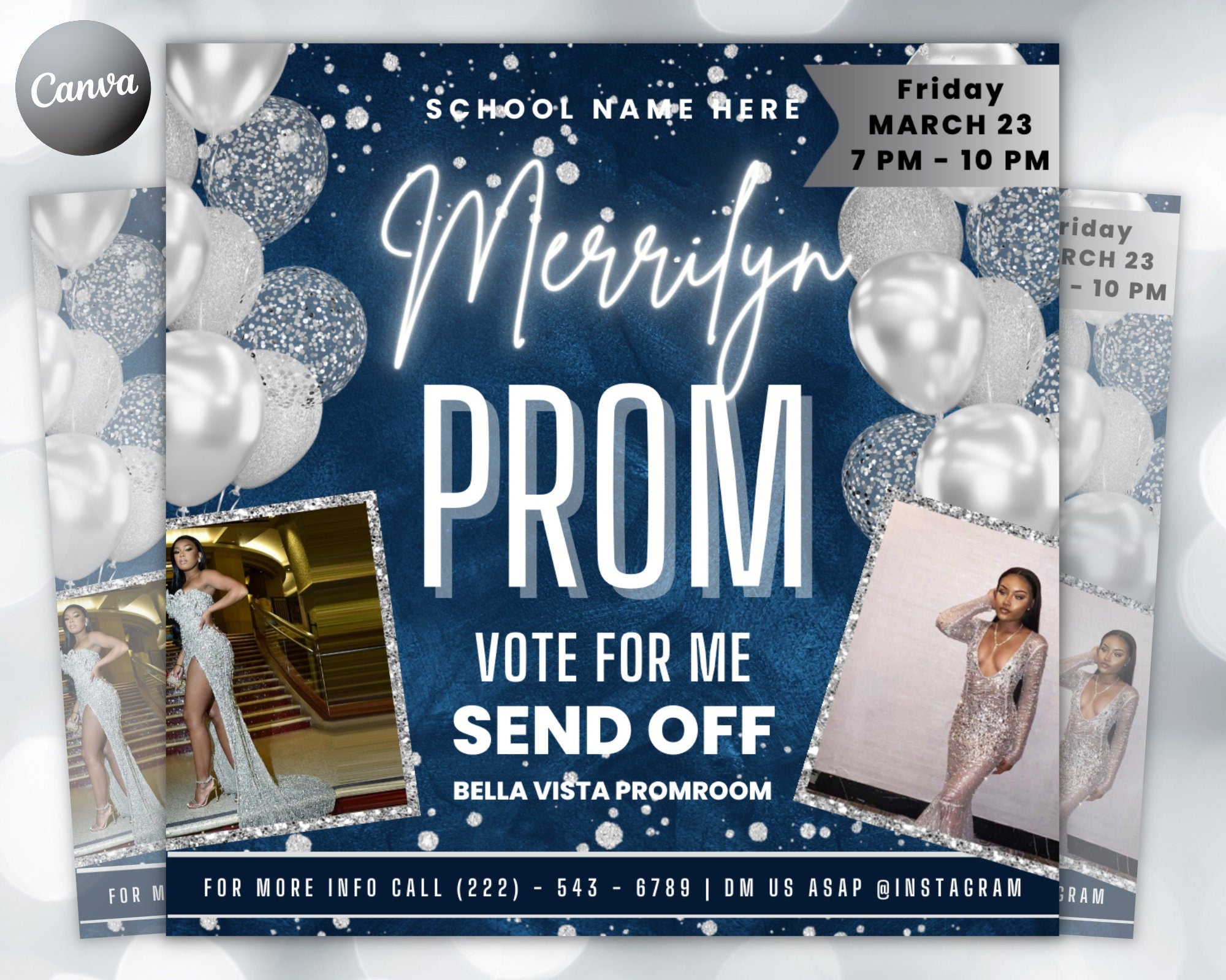 Prom Invitation, Prom Send Off Flyer, Prom Invitation Flyer, Prom Flyer, Prom Sale Flyer, Prom Party Invite, Editable Template in Canva