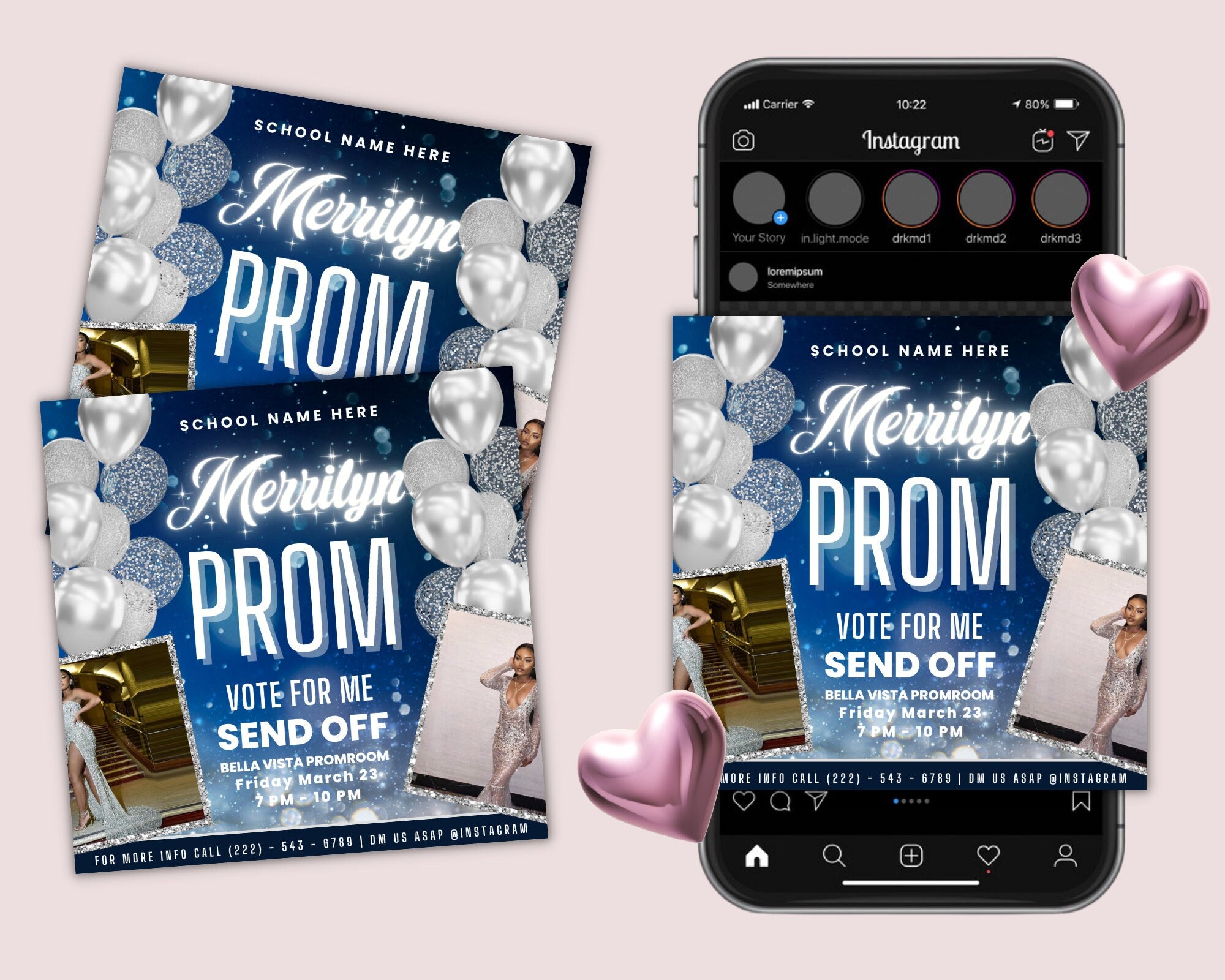 Prom Invitation, Prom Send Off Flyer, Prom Invitation Flyer, Prom Flyer, Prom Sale Flyer, Prom Party Invite, Editable Template in Canva