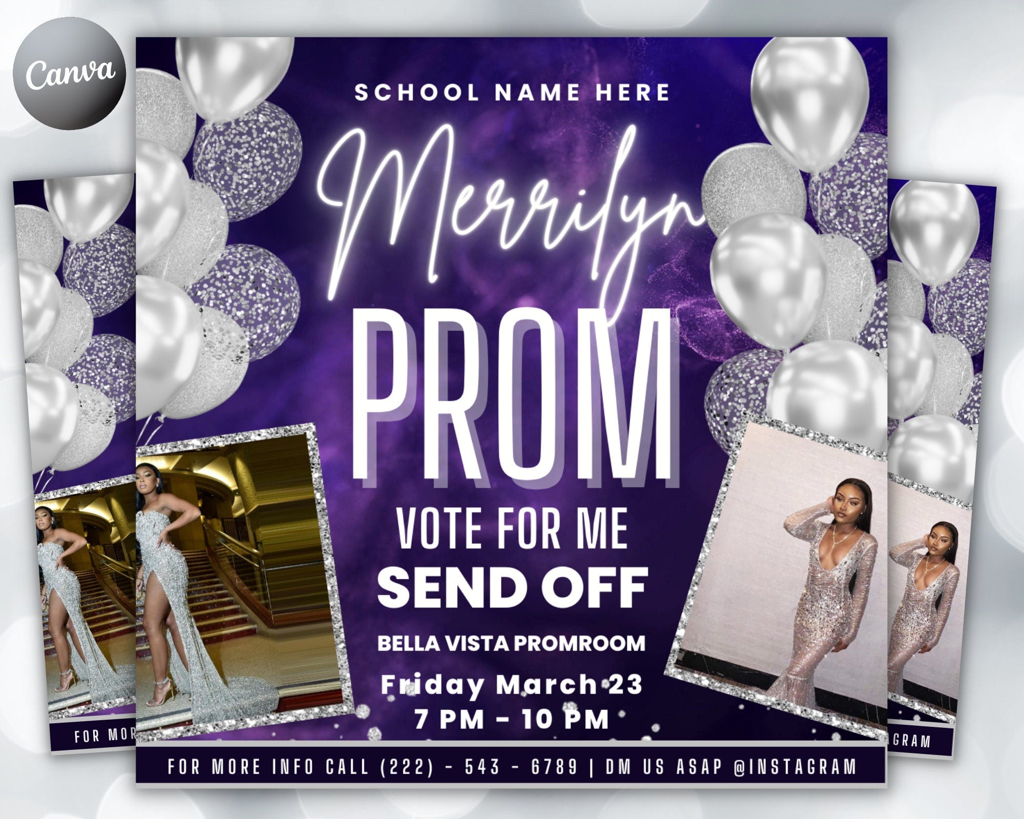 Prom Invitation, Prom Send Off Flyer, Prom Invitation Flyer, Prom Flyer, Prom Sale Flyer, Prom Party Invite, Editable Template in Canva