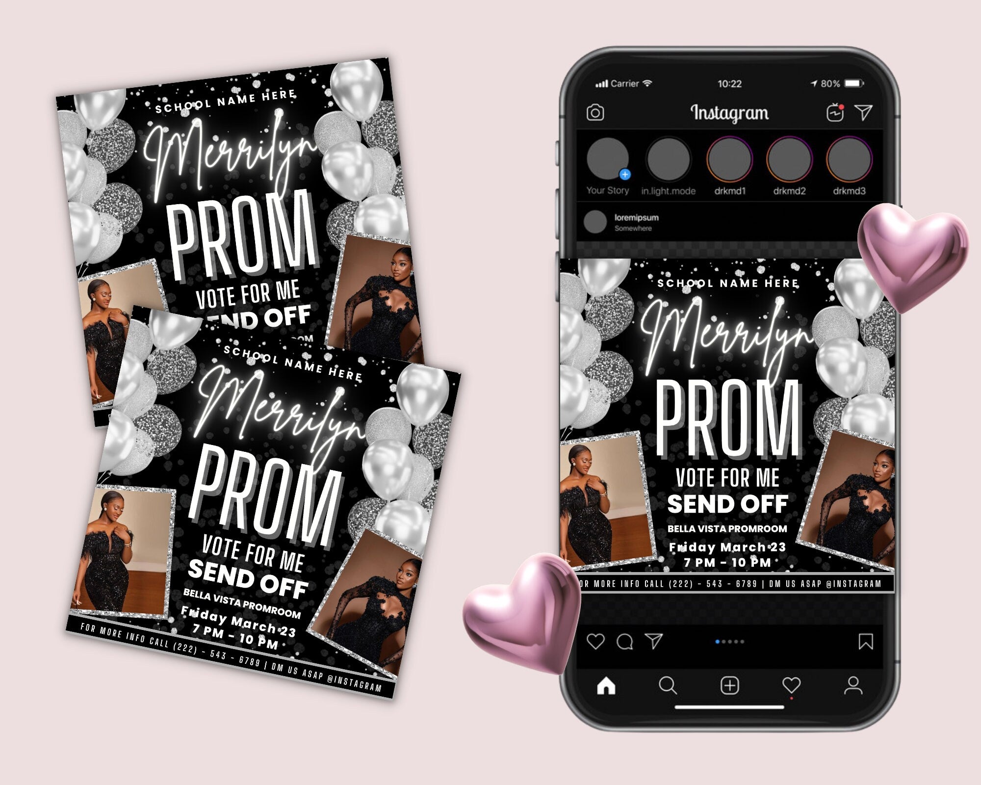 Prom Invitation, Prom Send Off Flyer, Prom Invitation Flyer, Prom Flyer, Prom Sale Flyer, Prom Party Invite, Editable Template in Canva