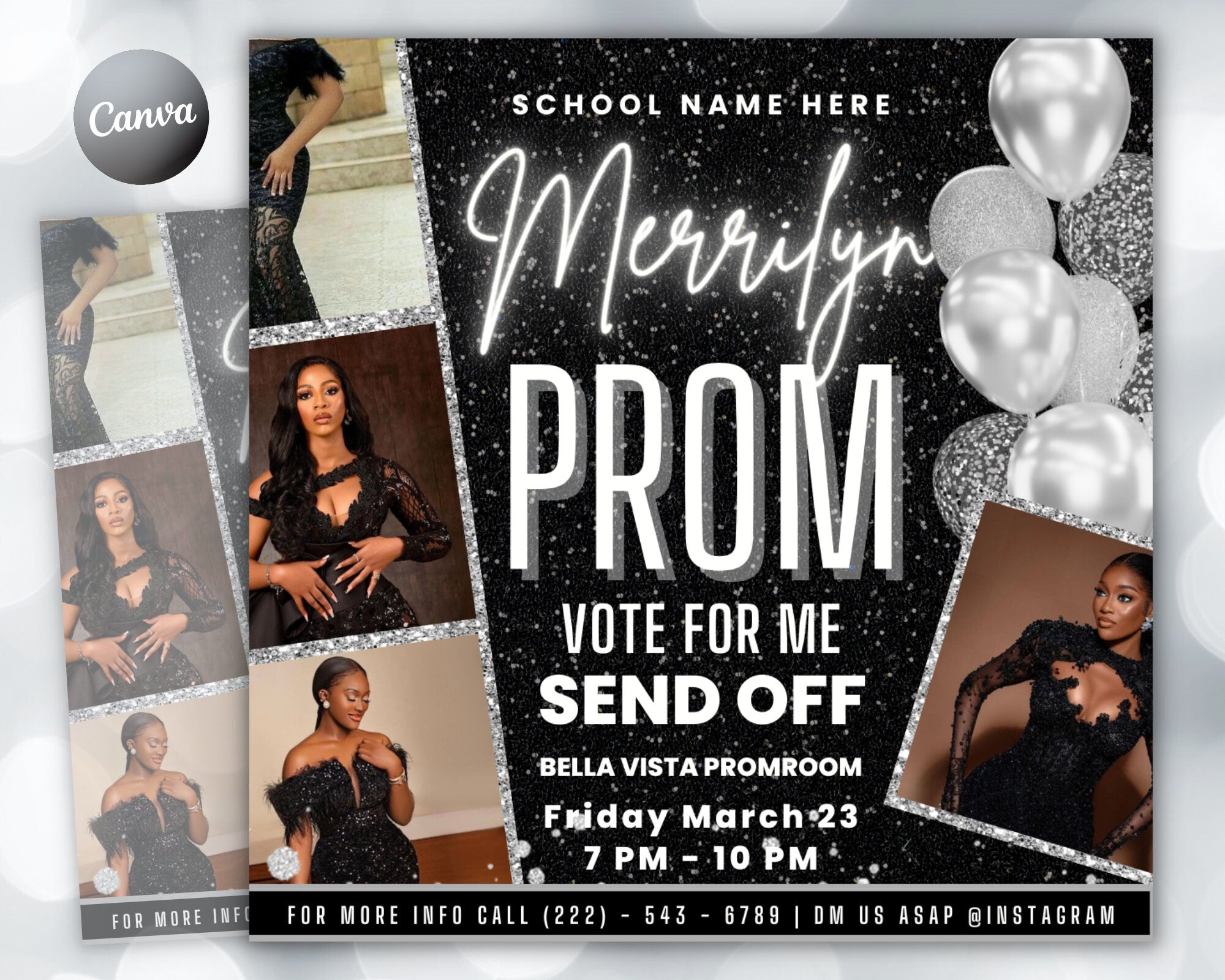 Prom Invitation, Prom Send Off Flyer, Prom Invitation Flyer, Prom Flyer, Prom Sale Flyer, Prom Party Invite, Editable Template in Canva