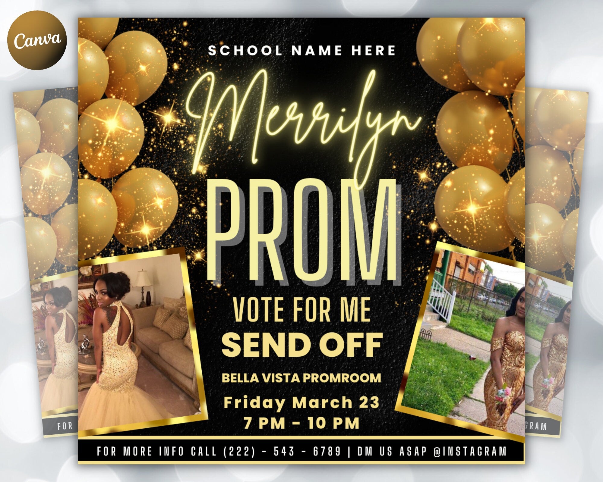 Prom Invitation, Prom Send Off Flyer, Prom Invitation Flyer, Prom Flyer, Prom Sale Flyer, Prom Party Invite, Editable Template in Canva