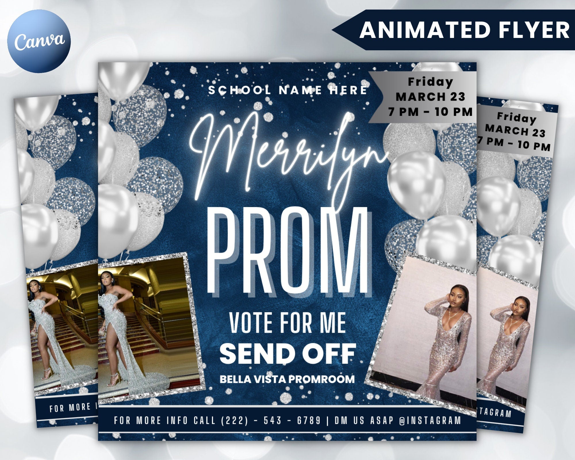 Prom Invitation, Prom Send Off Flyer, Prom Invitation Flyer, Prom Flyer, Prom Sale Flyer, Prom Party Invite, Editable Template in Canva