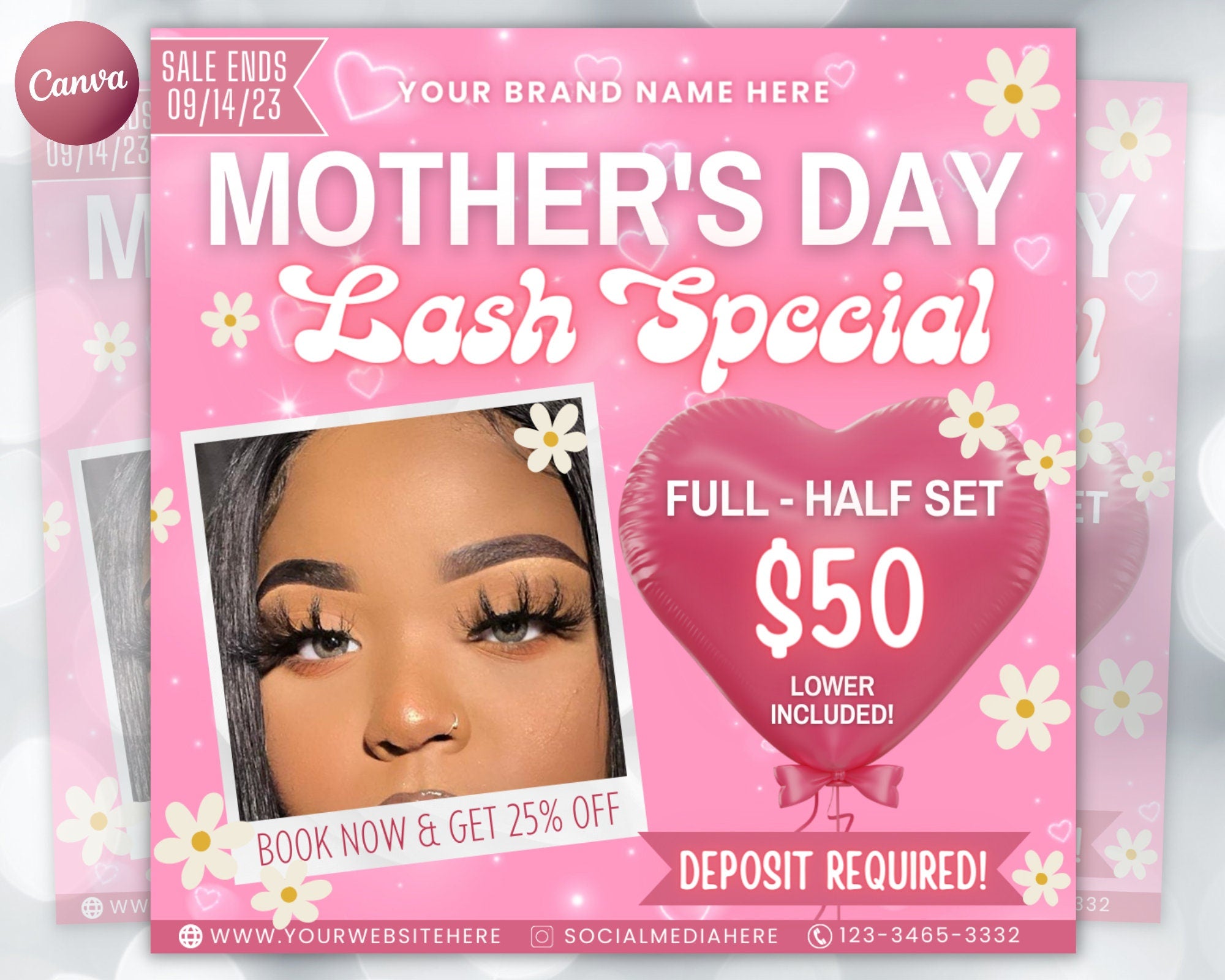 Mother's Day Lash Flyer, Book Now Flyer, Mother's Day Sale Flyer, Social Media Flyer, Lash tech Flyer, Mother's Day Special , Canva Template