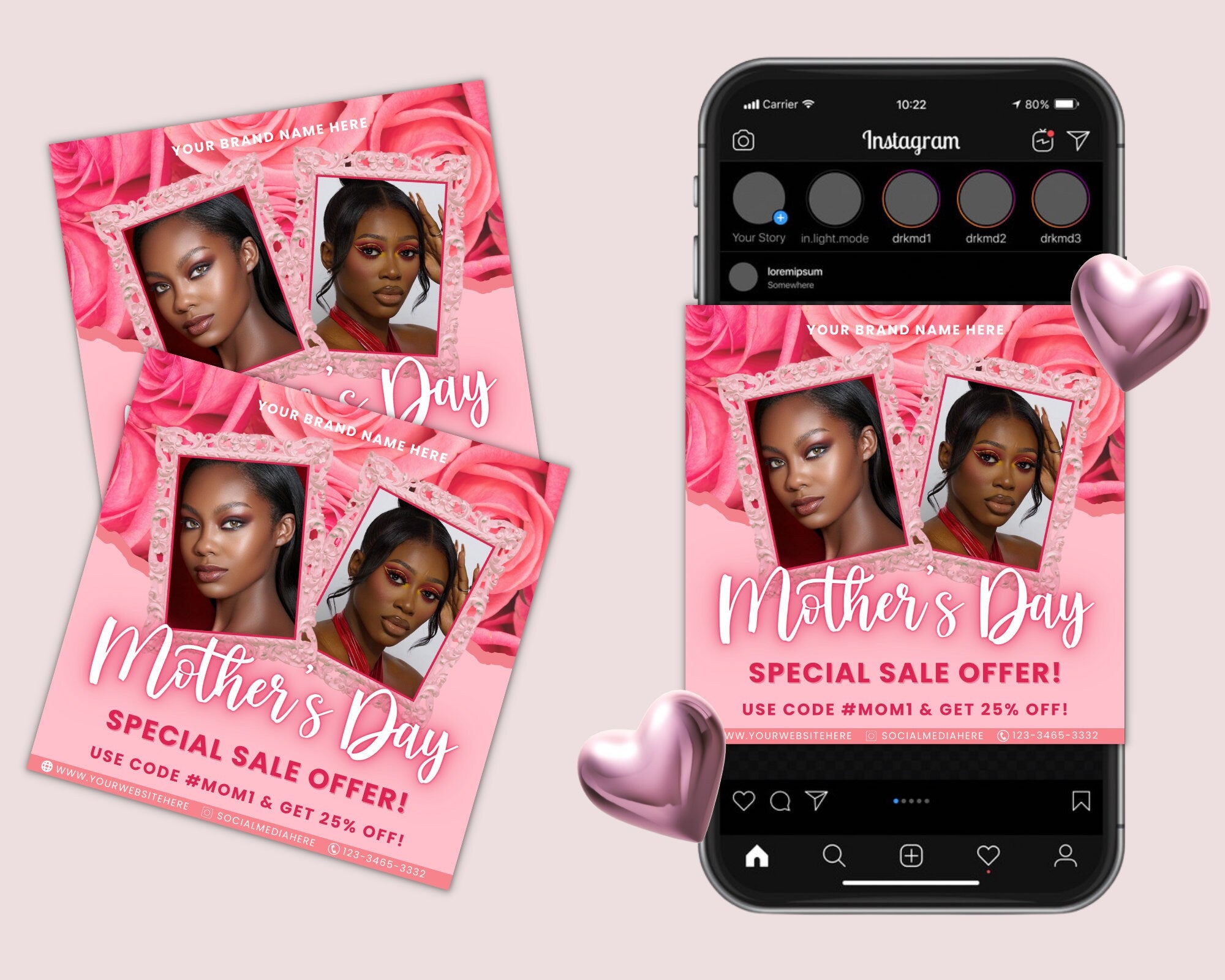 Mother's Day Flyer template, Book Now Flyer, Social Media Engagement Templates, Mothers Day Sale, Instagram Flyer, Boutique, Hair, Lashes