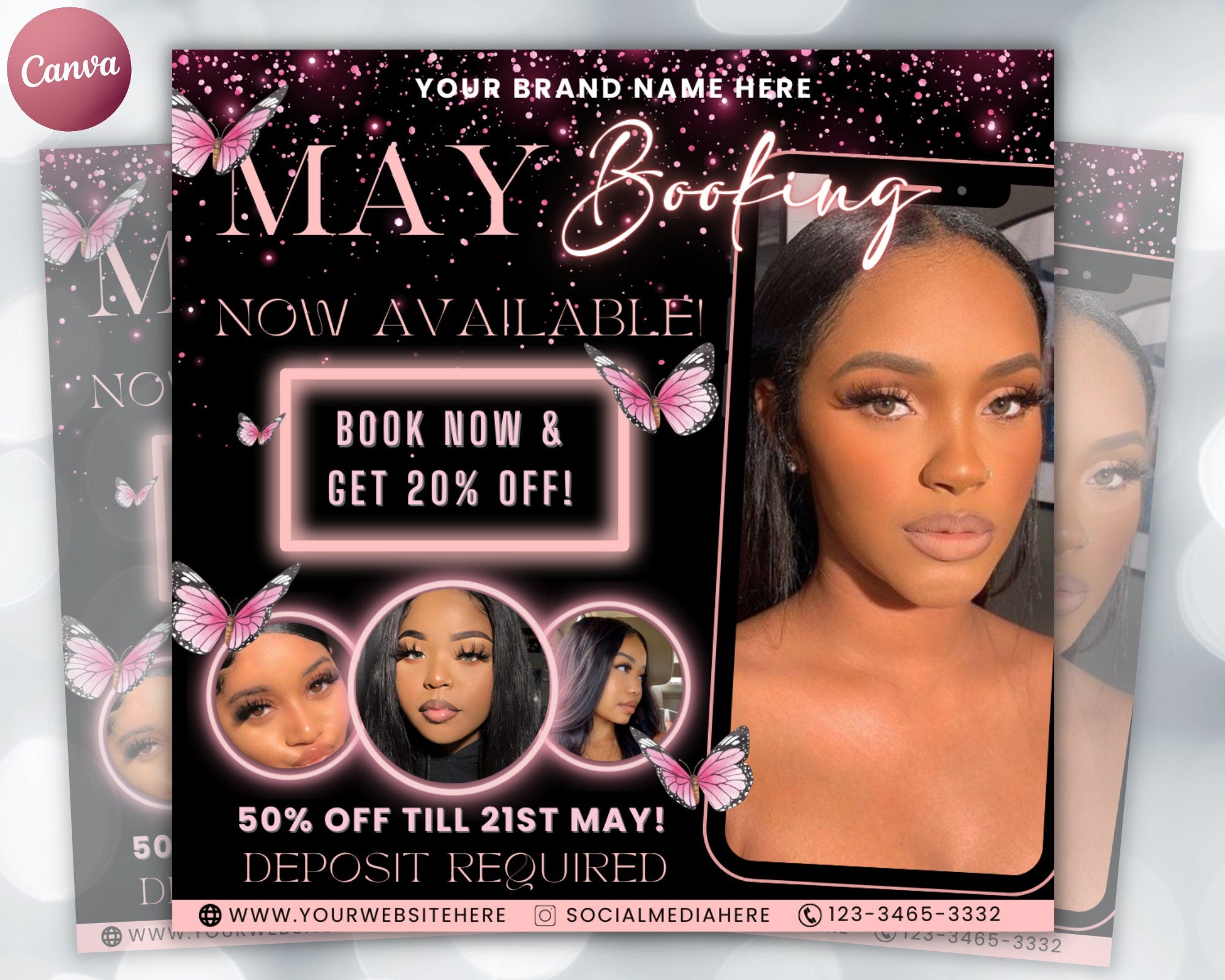 May Bookings Flyer, May Bookings Available, May Appointment Flyer, Spring Flyer, Hair, Nails, Makeup, Lashes