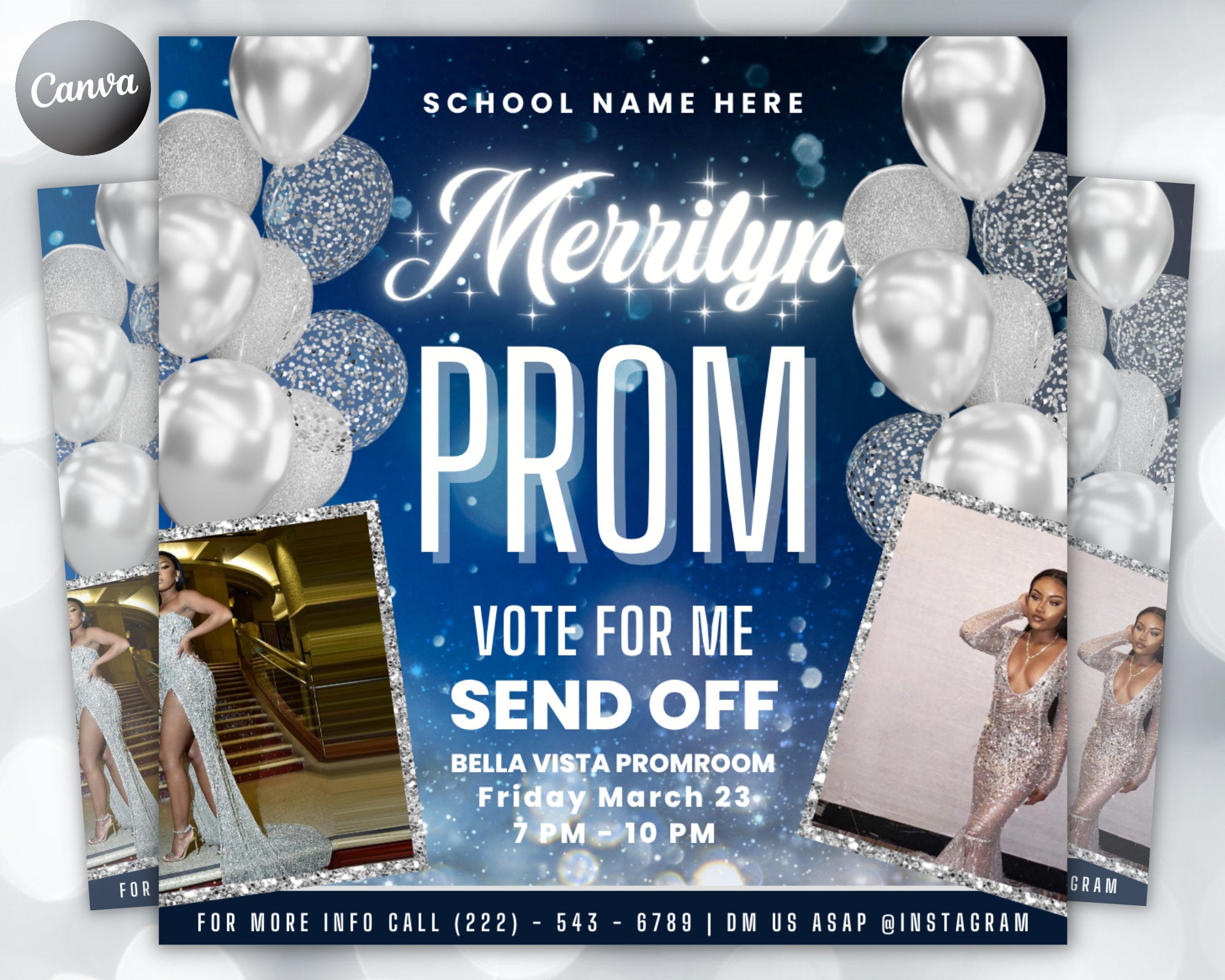 Prom Invitation, Prom Send Off Flyer, Prom Invitation Flyer, Prom Flyer, Prom Sale Flyer, Prom Party Invite, Editable Template in Canva