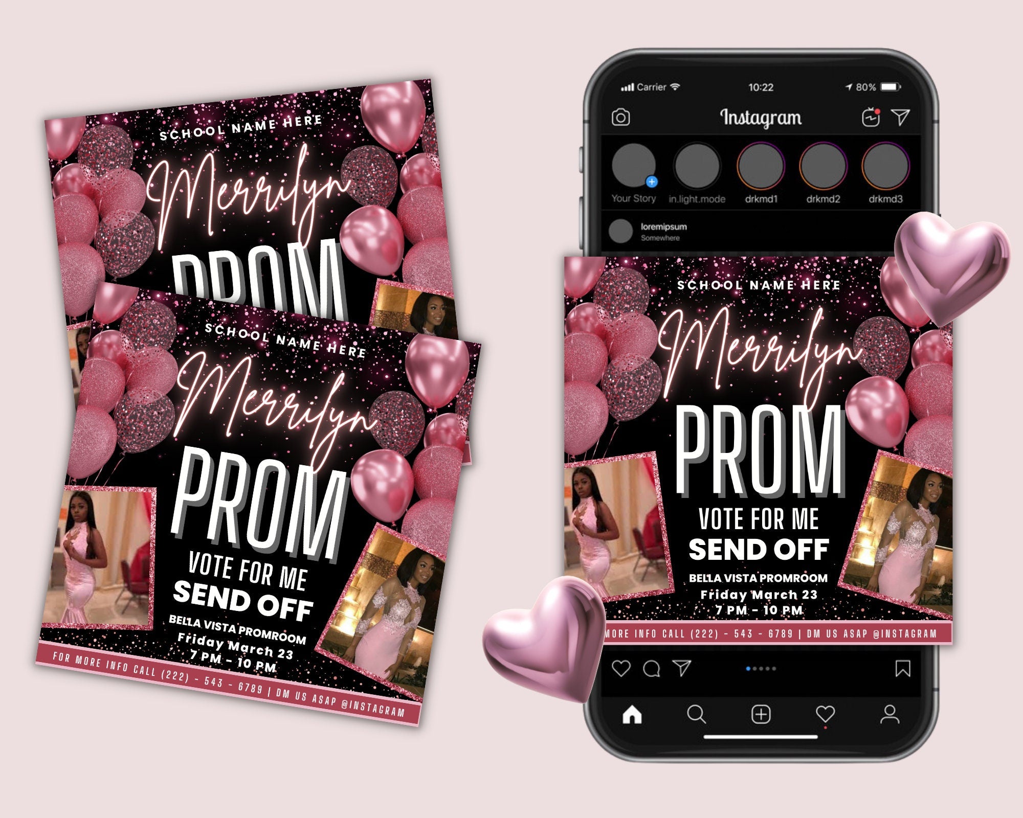 Prom Invitation, Prom Send Off Flyer, Prom Invitation Flyer, Prom Flyer, Prom Sale Flyer, Prom Party Invite, Editable Template in Canva