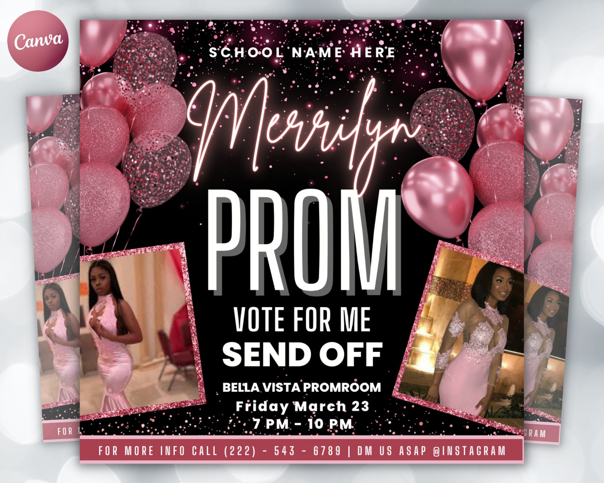 Prom Invitation, Prom Send Off Flyer, Prom Invitation Flyer, Prom Flyer, Prom Sale Flyer, Prom Party Invite, Editable Template in Canva