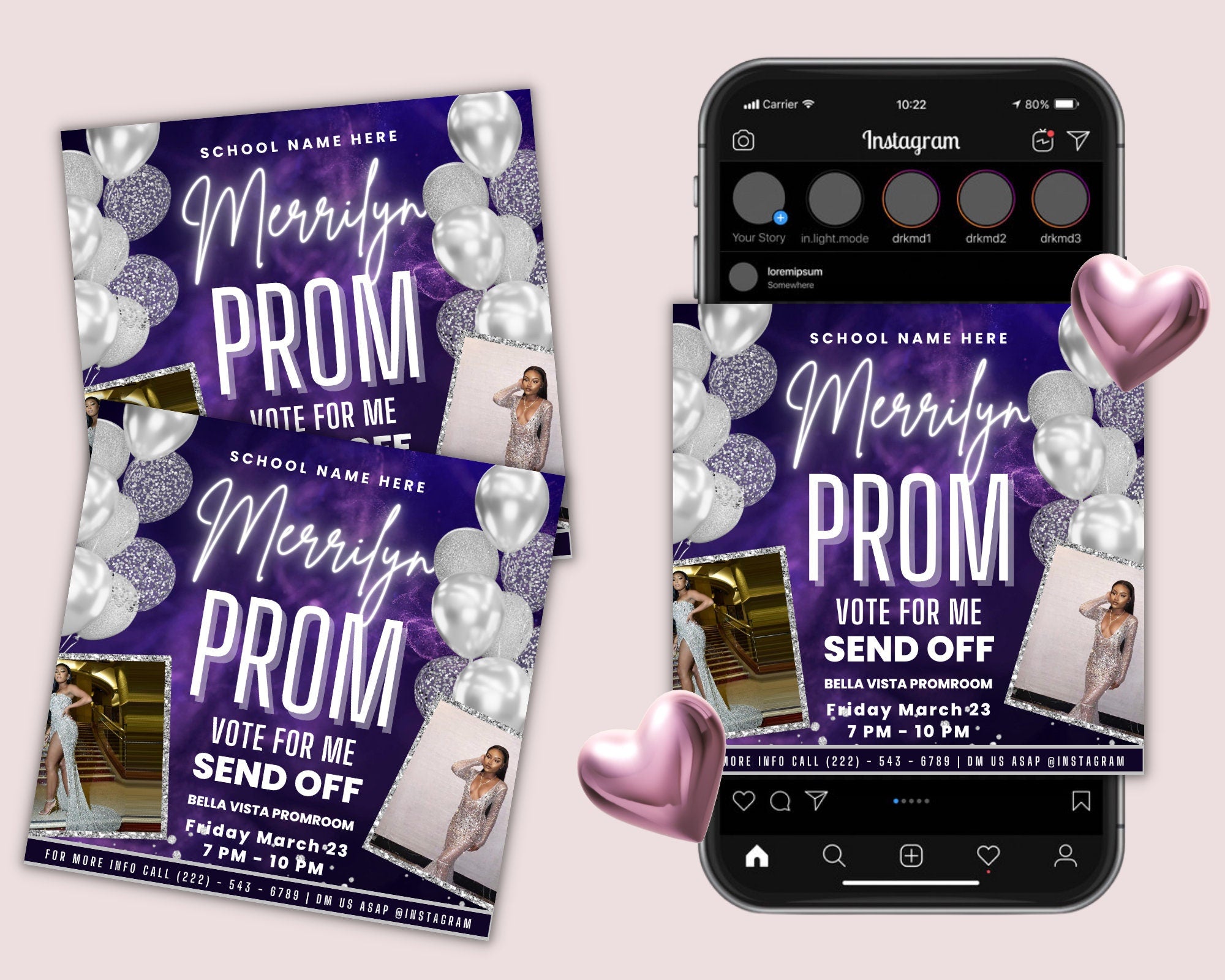 Prom Invitation, Prom Send Off Flyer, Prom Invitation Flyer, Prom Flyer, Prom Sale Flyer, Prom Party Invite, Editable Template in Canva