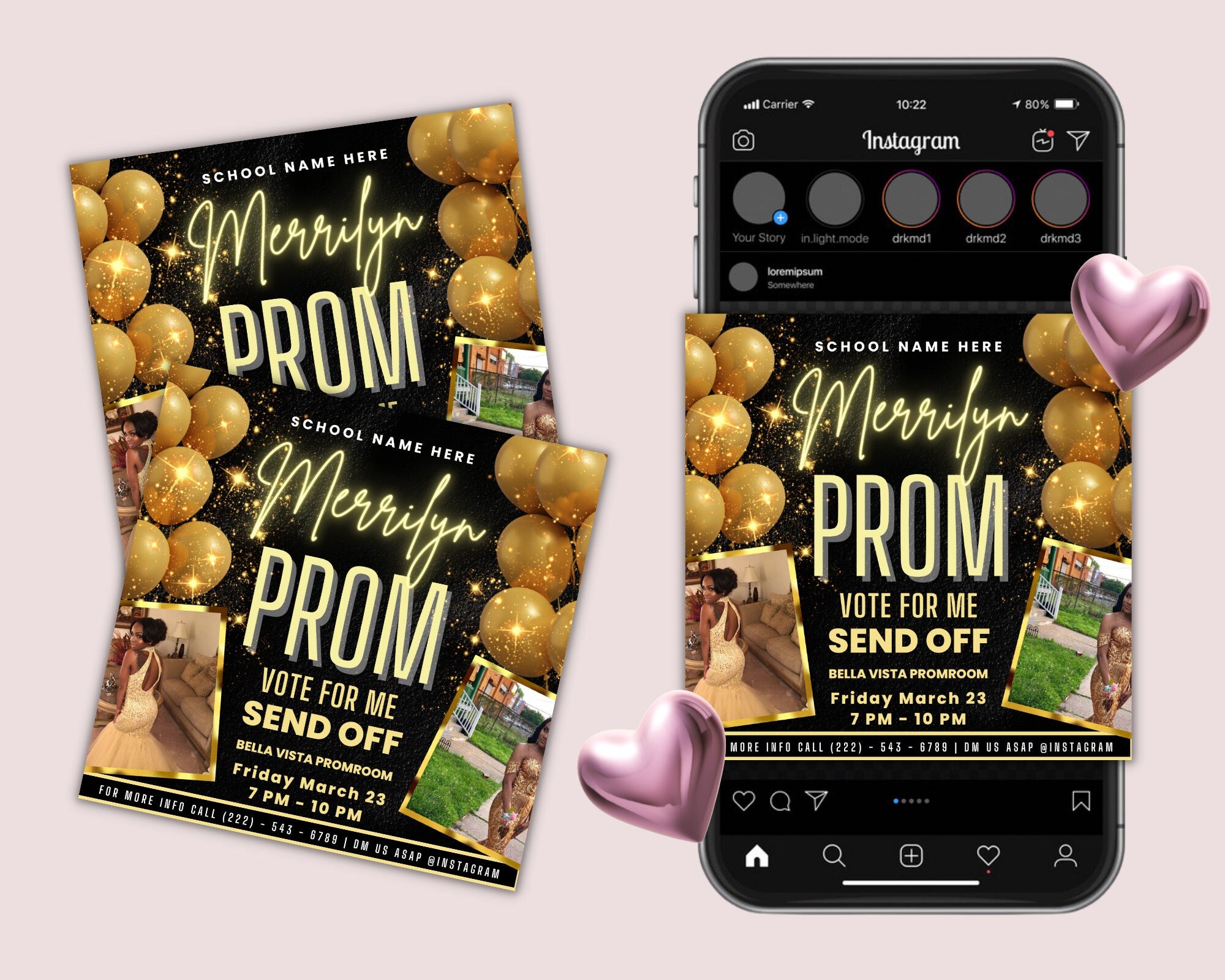 Prom Invitation, Prom Send Off Flyer, Prom Invitation Flyer, Prom Flyer, Prom Sale Flyer, Prom Party Invite, Editable Template in Canva