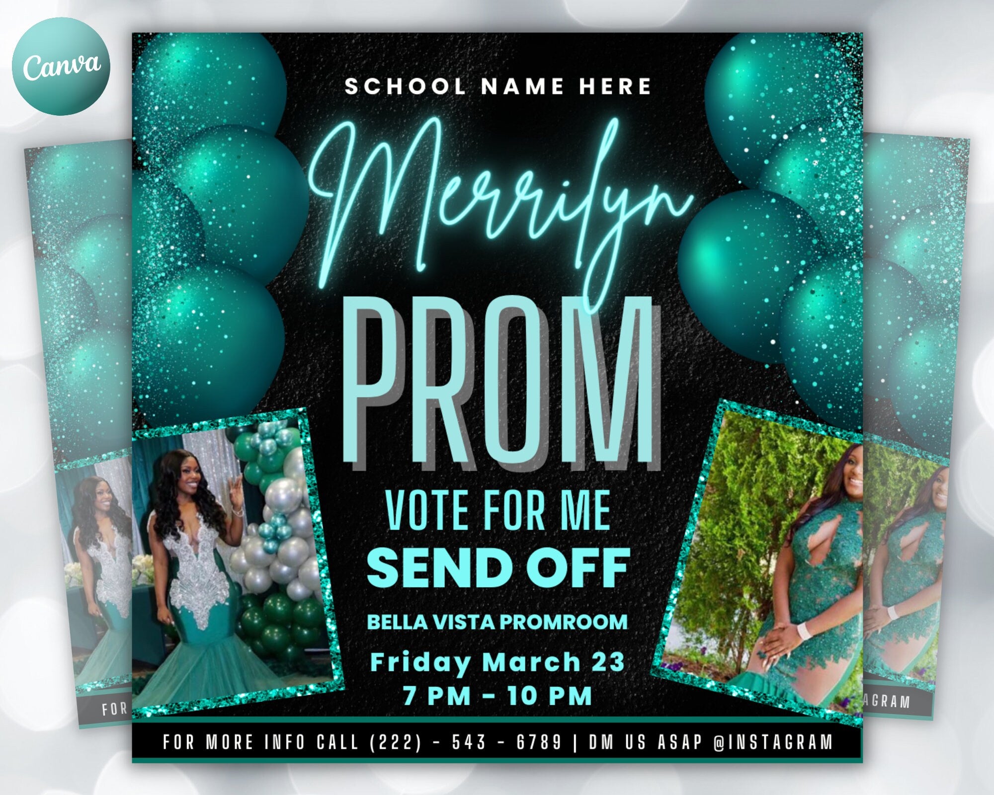 Prom Invitation, Prom Send Off Flyer, Prom Invitation Flyer, Prom Flyer, Prom Sale Flyer, Prom Party Invite, Editable Template in Canva