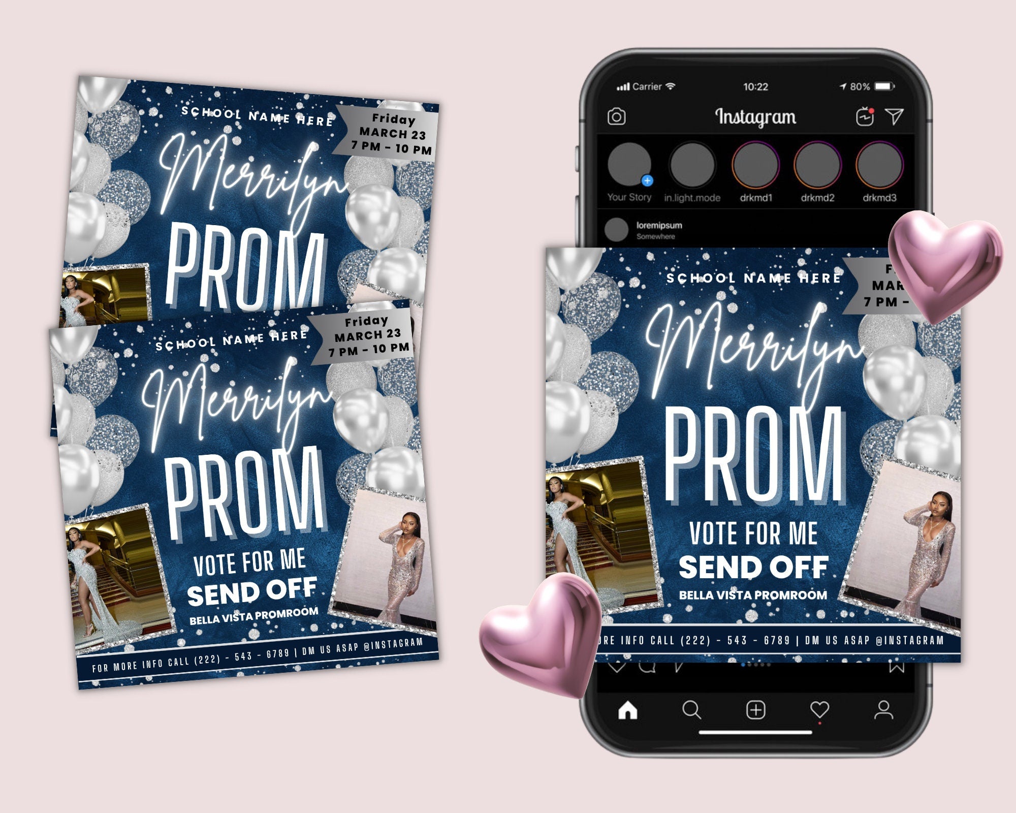 Prom Invitation, Prom Send Off Flyer, Prom Invitation Flyer, Prom Flyer, Prom Sale Flyer, Prom Party Invite, Editable Template in Canva