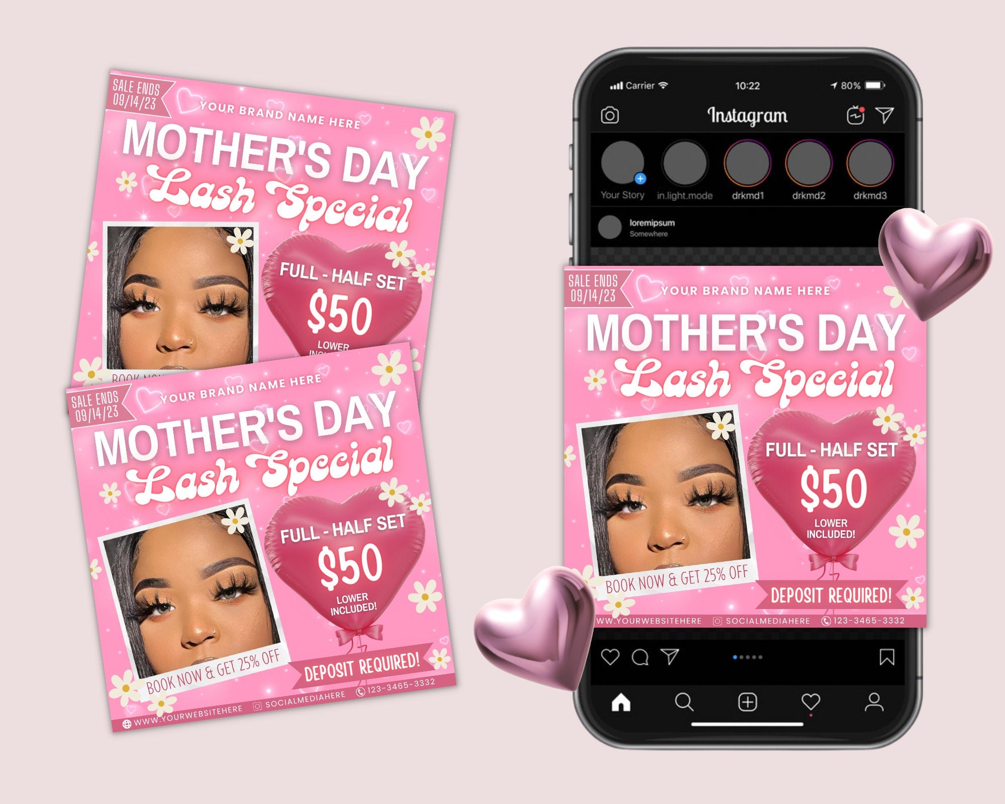 Mother's Day Lash Flyer, Book Now Flyer, Mother's Day Sale Flyer, Social Media Flyer, Lash tech Flyer, Mother's Day Special , Canva Template