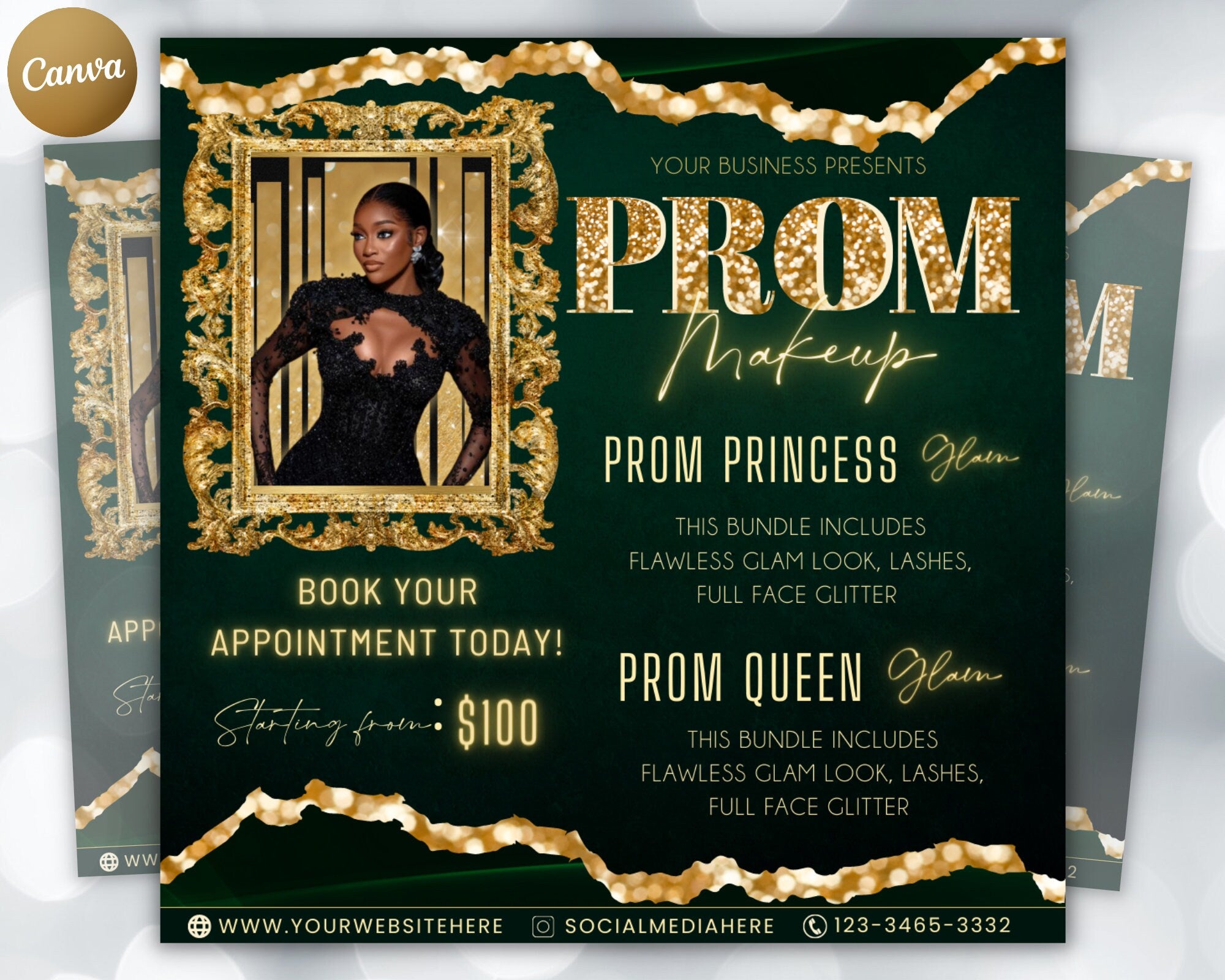 Prom Makeup Flyer, Prom Makeup, MUA Flyer, Makeup Flyer, Prom Flyer, Appointment Flyer, Book Now Flyer, Prom Season Canva Flyer