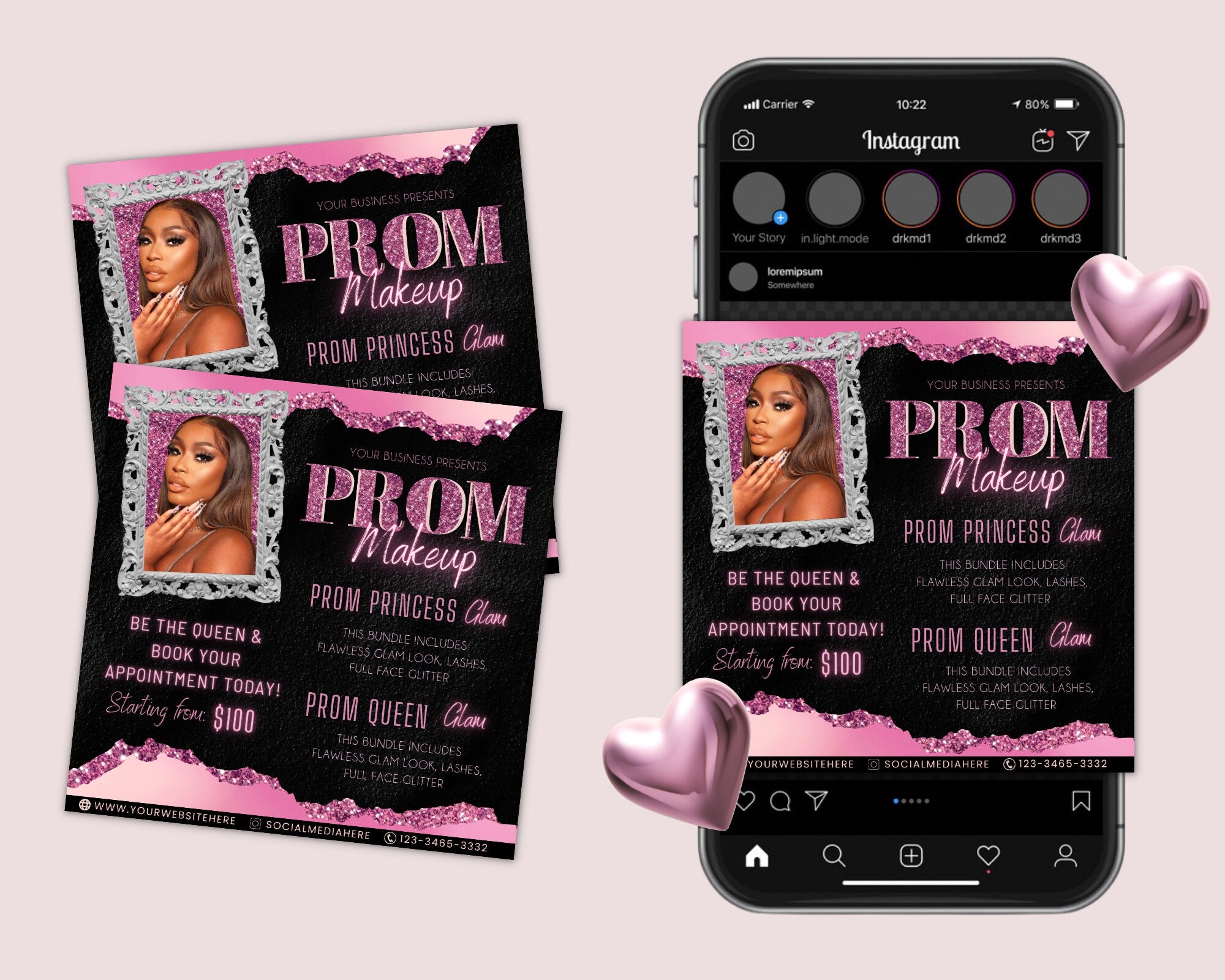 Prom Makeup Flyer, Prom Makeup, MUA Flyer, Makeup Flyer, Prom Flyer, Appointment Flyer, Book Now Flyer, Prom Season Canva Flyer