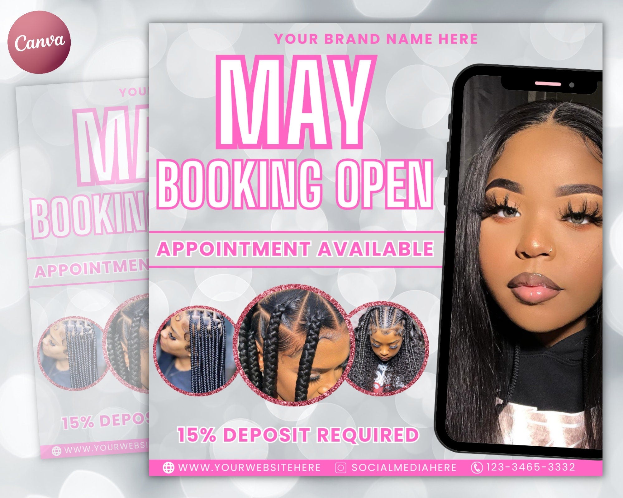 May Booking Flyer, May Bookings Open, May Social Media Bundle, Appointment Available Flyer, Hair, Nails, MUA, Lashes Flyer