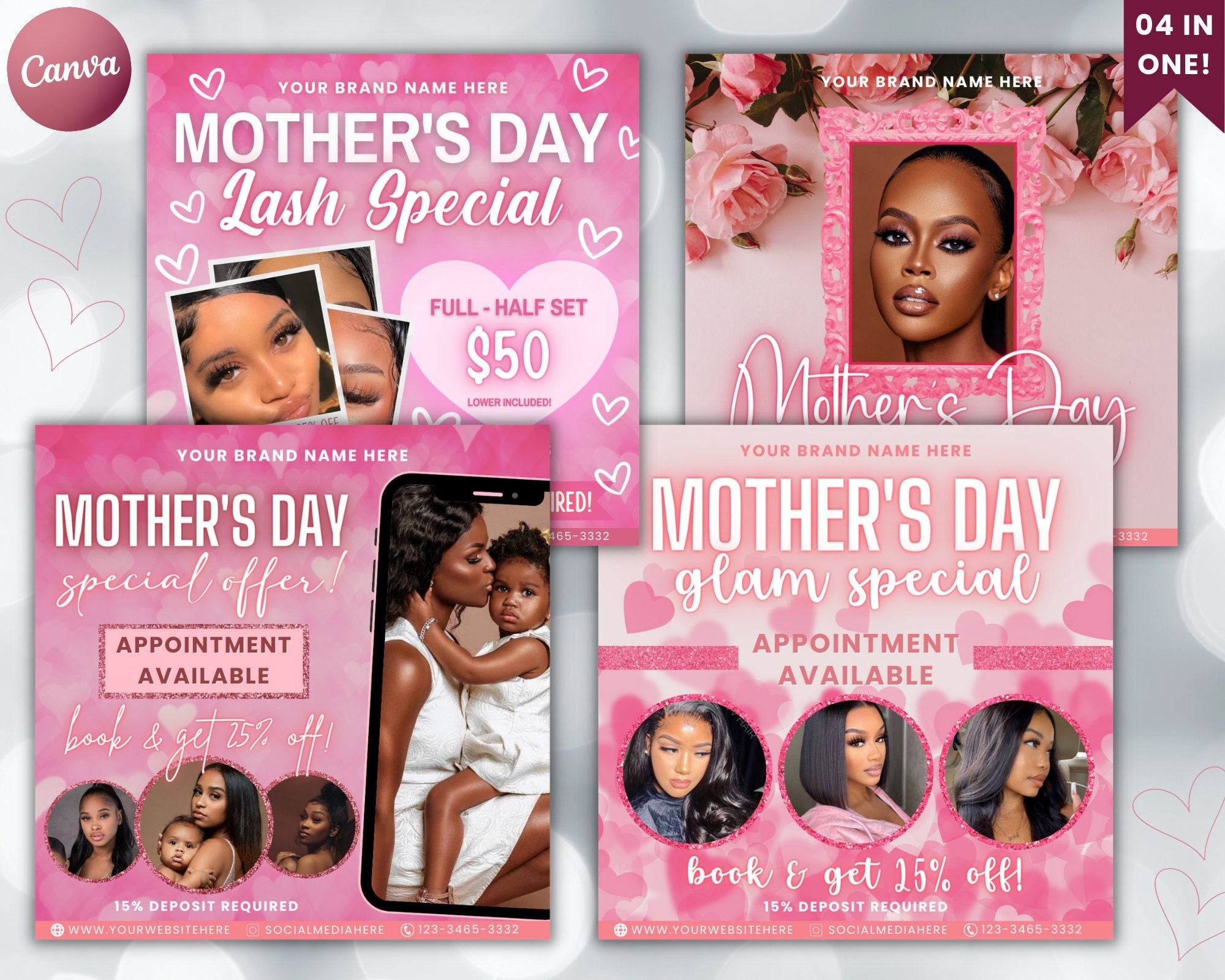 Mothers Day Flyer, Mothers Day Sale Flyer, Mothers Day Special Flyer, Bundel of 4 Mothers Day Flyer, Mothers Day Hair Flyer, Flyer