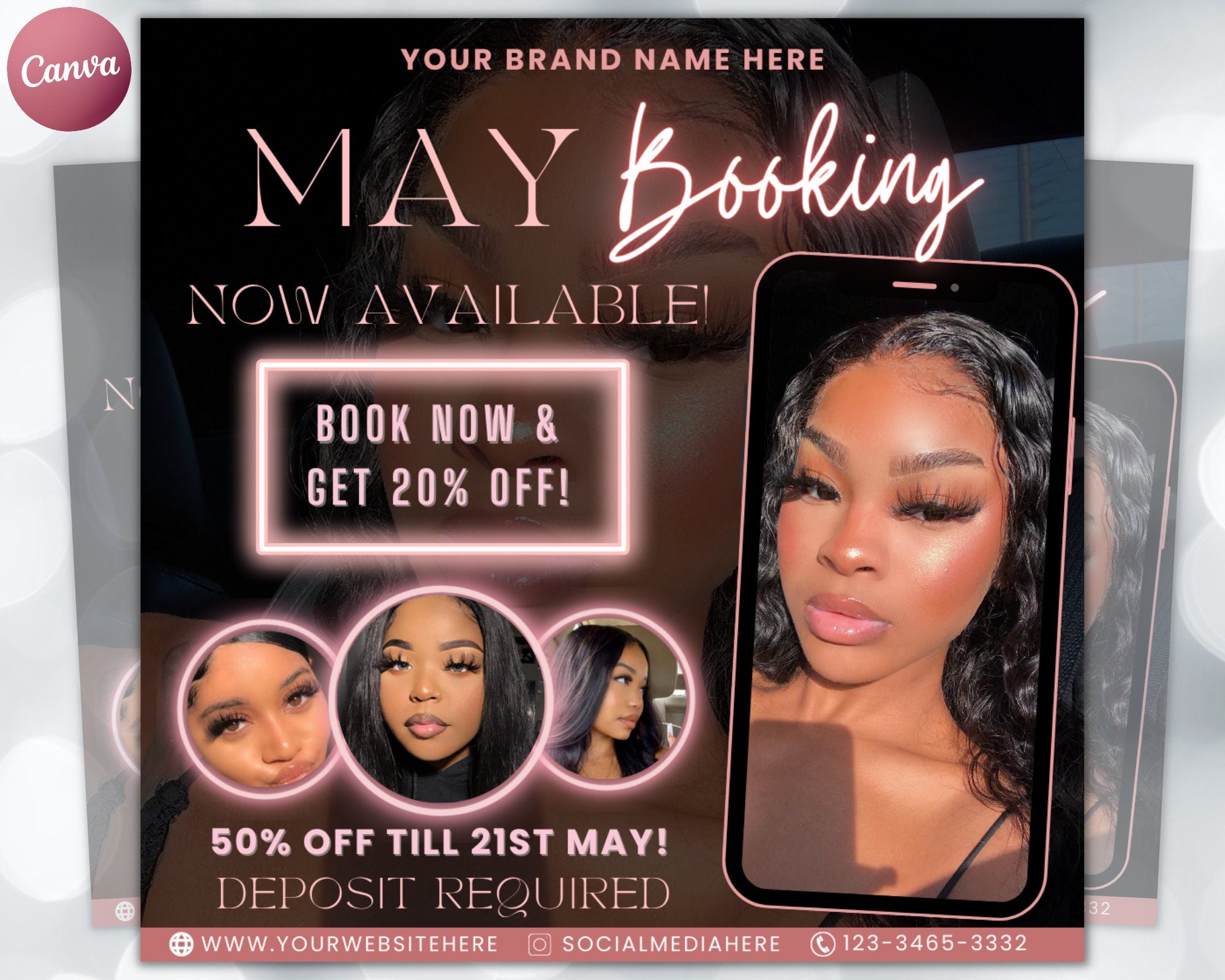 May Bookings Flyer, May Bookings Available, May Appointment Flyer, Spring Flyer, Hair, Nails, Makeup, Lashes