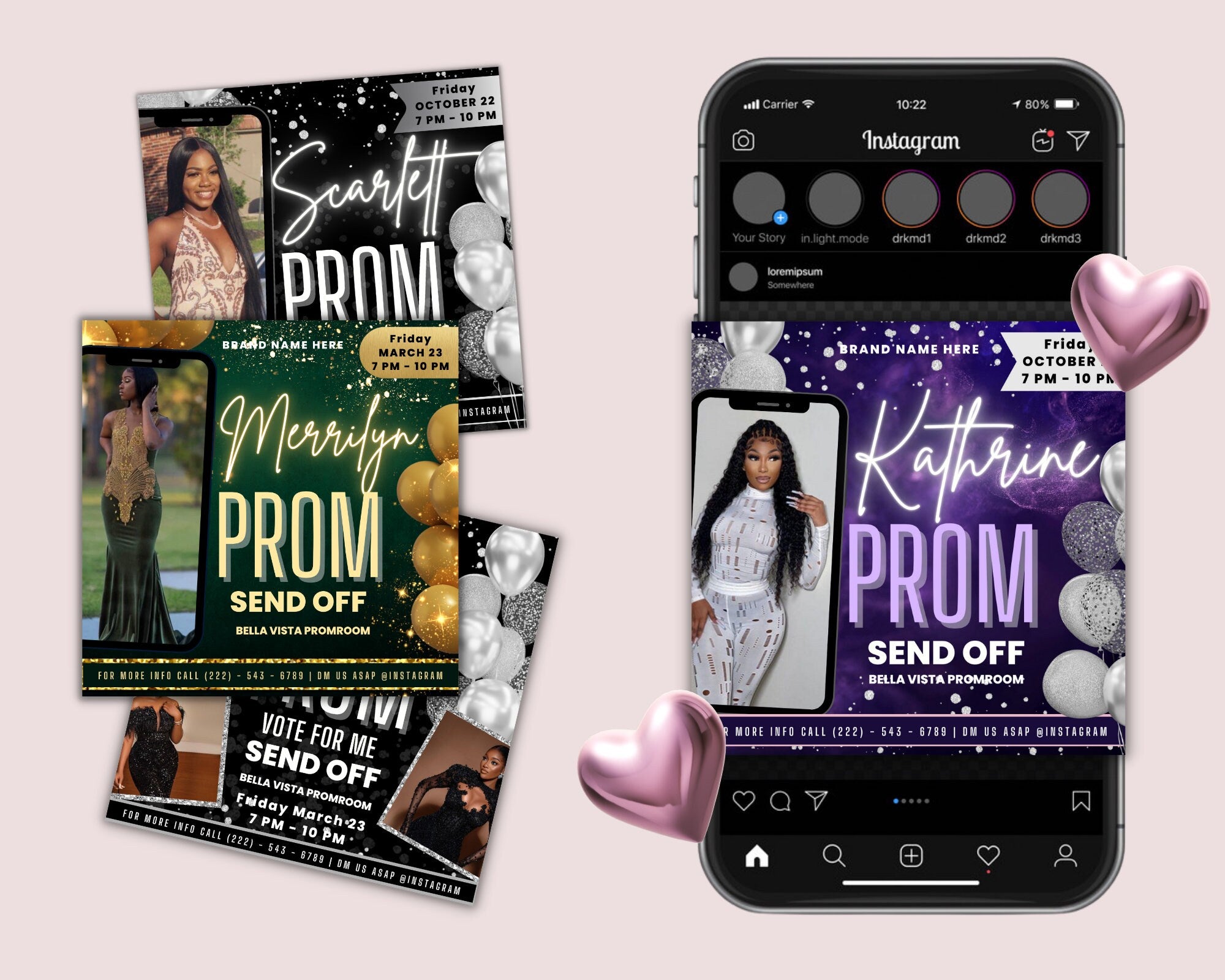 Prom Invitation Flyer, Prom Event, Prom Invitation, Prom Sendoff Invitation, Prom Flyer, Prom Sendoff Flyer, Bundel of 4, Prom Template