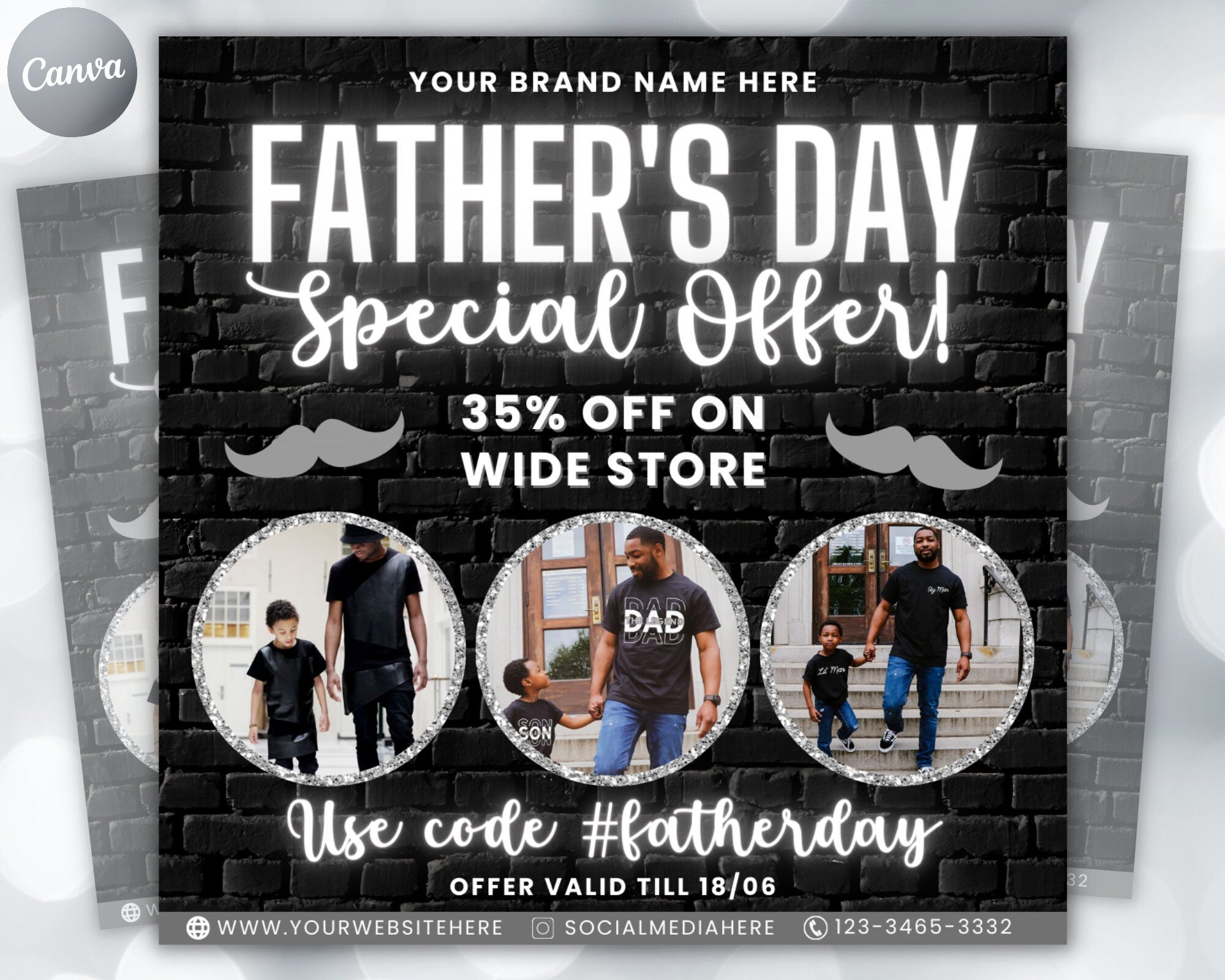 Father's Day Special Offer Flyer, Book Now Flyer, Hair Nails Lashes Mua Flyer, Wig Install Flyer, Social Media Flyer, Flyer Template