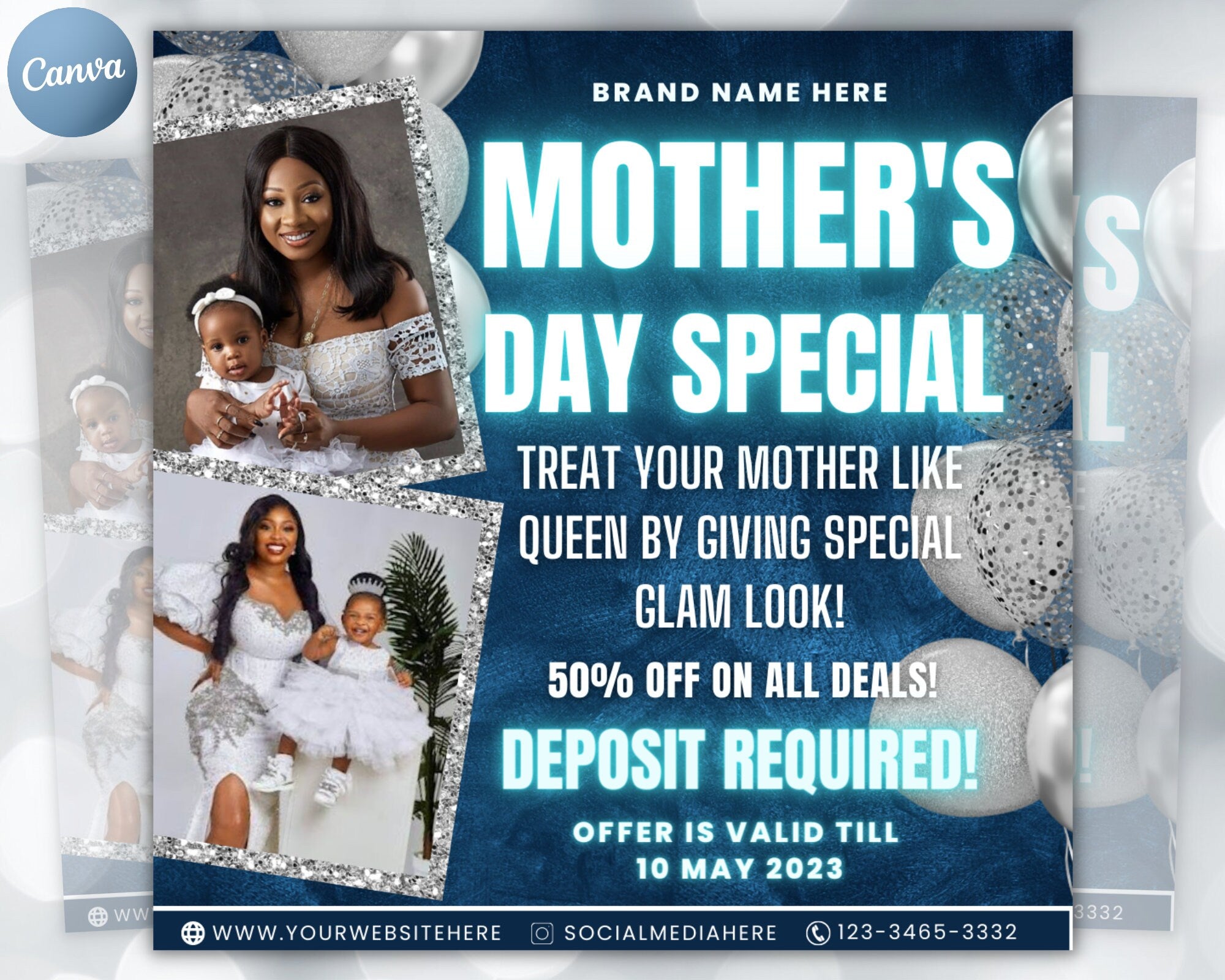 Mother's Day Flyer template, Book Now Flyer, Mother's Day Sale Flyer, Social Media Flyer, Hair, Makeup, Lash, MUA, Canva Template