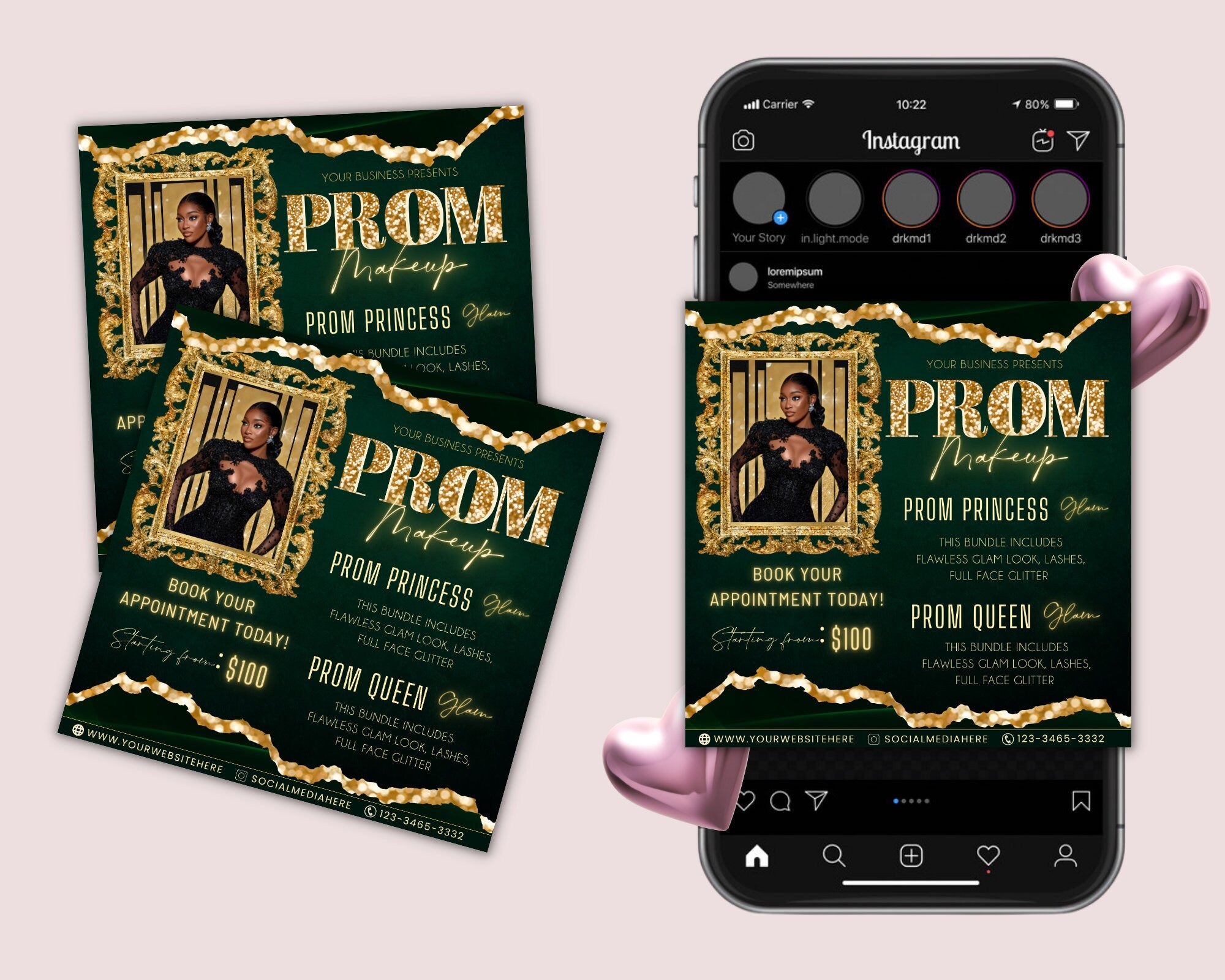 Prom Makeup Flyer, Prom Makeup, MUA Flyer, Makeup Flyer, Prom Flyer, Appointment Flyer, Book Now Flyer, Prom Season Canva Flyer