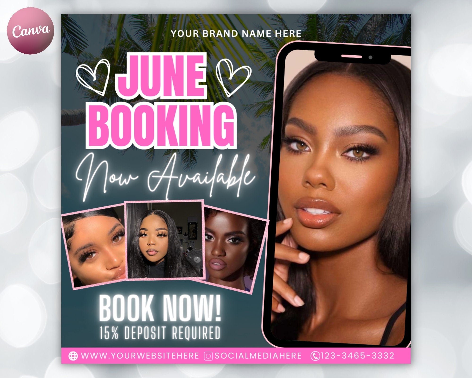 June Booking Flyer, Braids Flyer, June Bookings Open, Knotless Braids, June Appointments Available, Summer Flyer, Social Media  Flyer