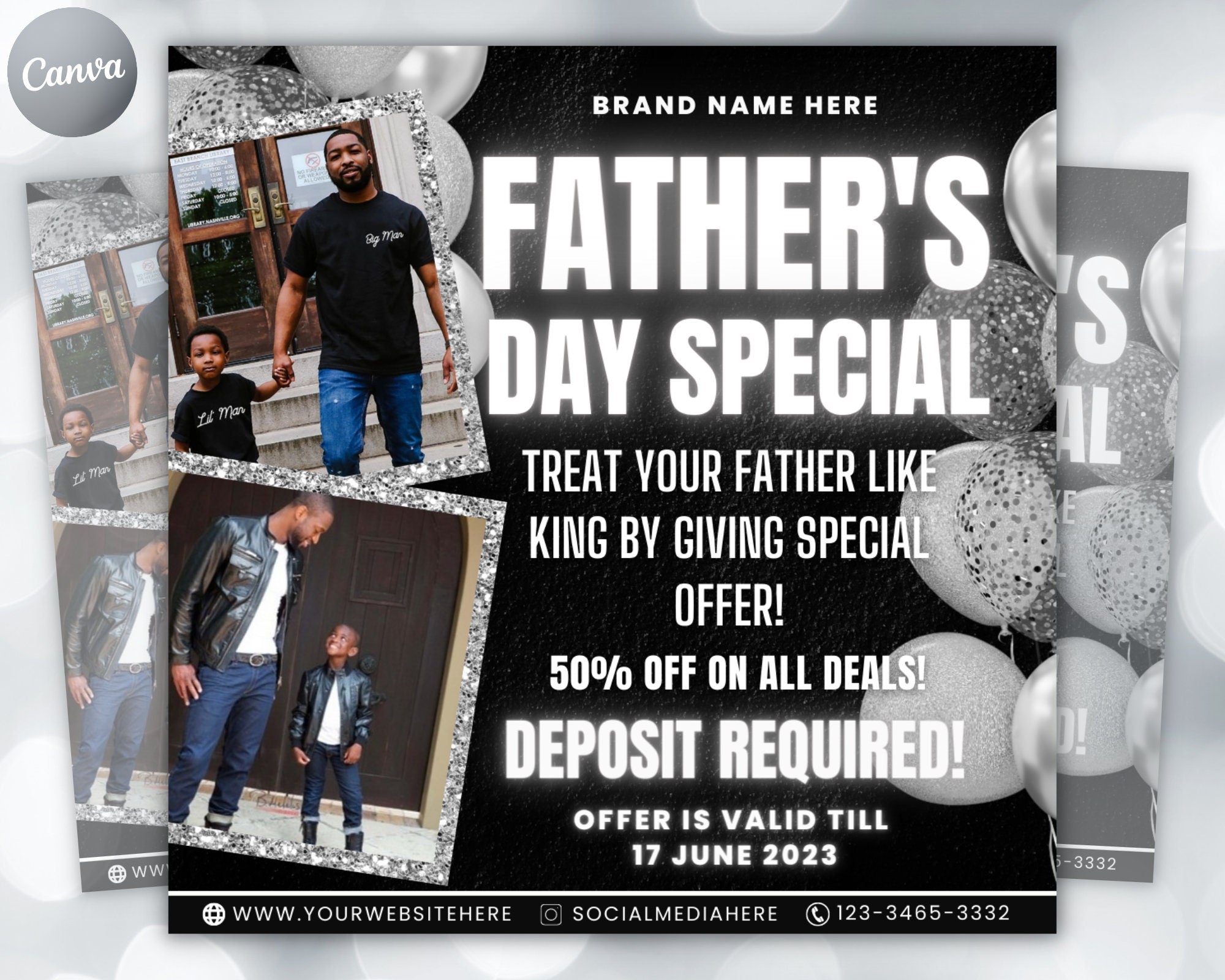 Father's Day Special Flyer Template, Event Flyer, Hair Nails Lashes Mua Flyer, Wig Install Flyer, Social Media Flyer, Flyer Template