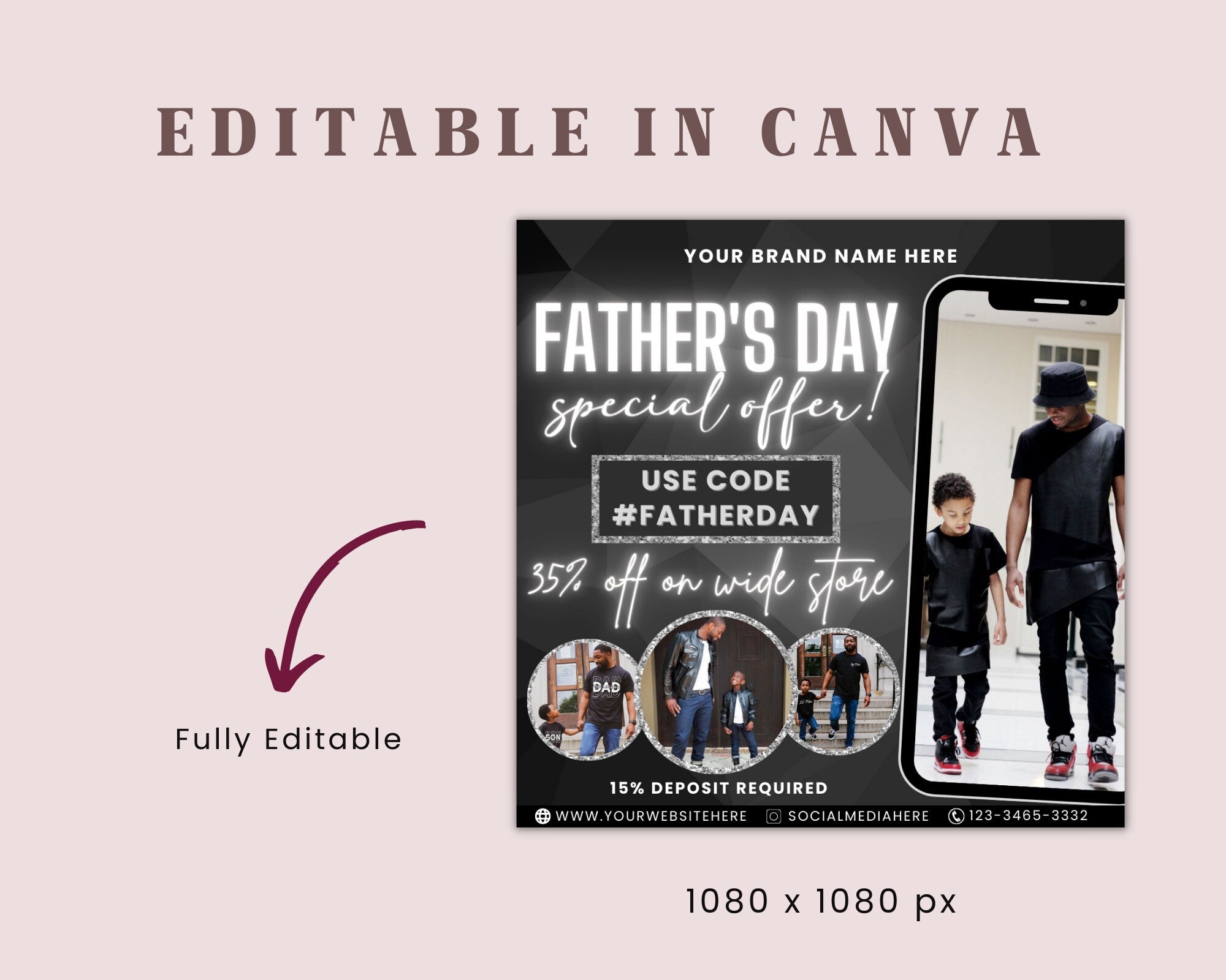 Father's Day Special Offer Flyer, Book Now Flyer, Hair Nails Lashes Mua Flyer, Wig Install Flyer, Social Media Flyer, Flyer Template