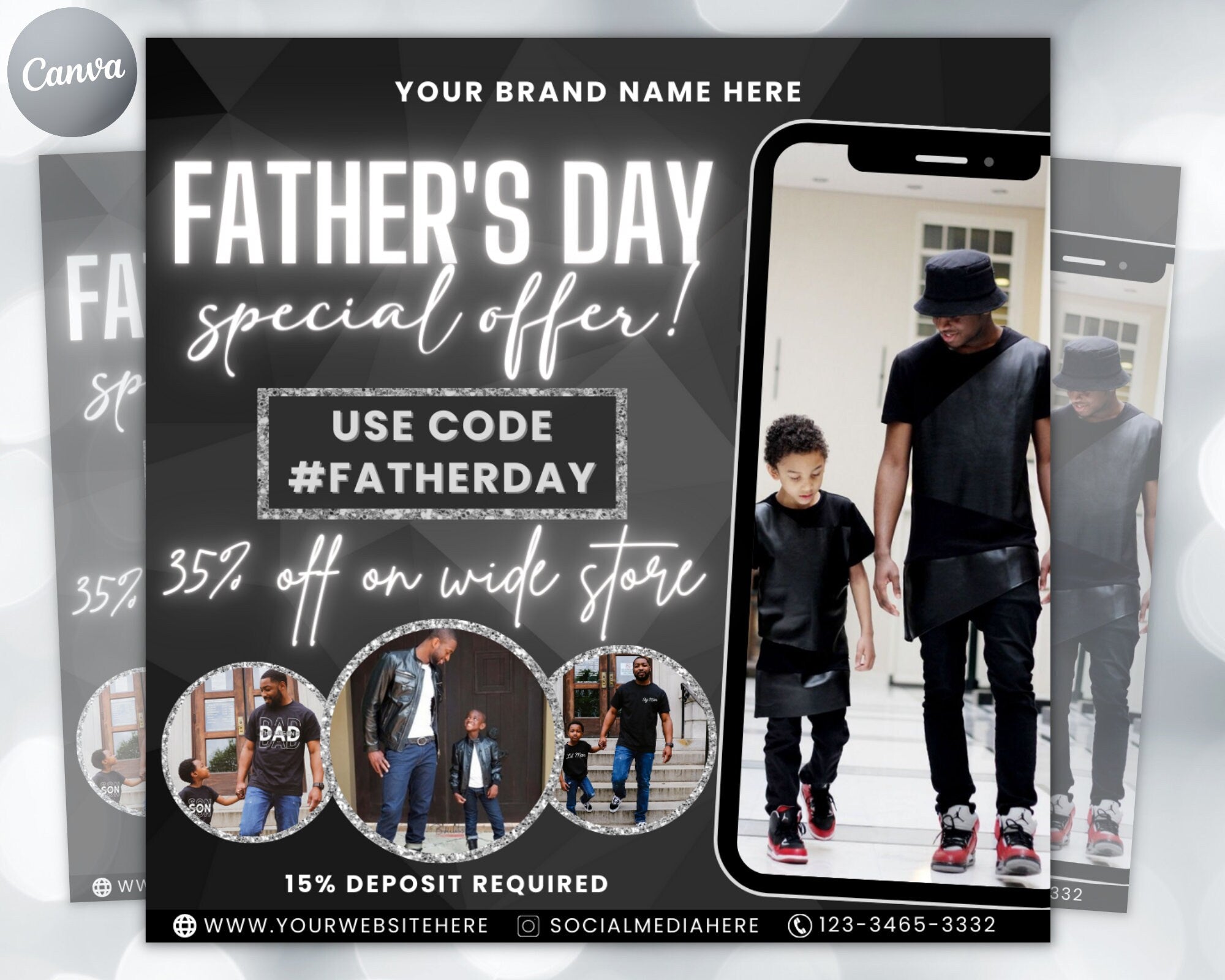 Father's Day Special Offer Flyer, Book Now Flyer, Hair Nails Lashes Mua Flyer, Wig Install Flyer, Social Media Flyer, Flyer Template