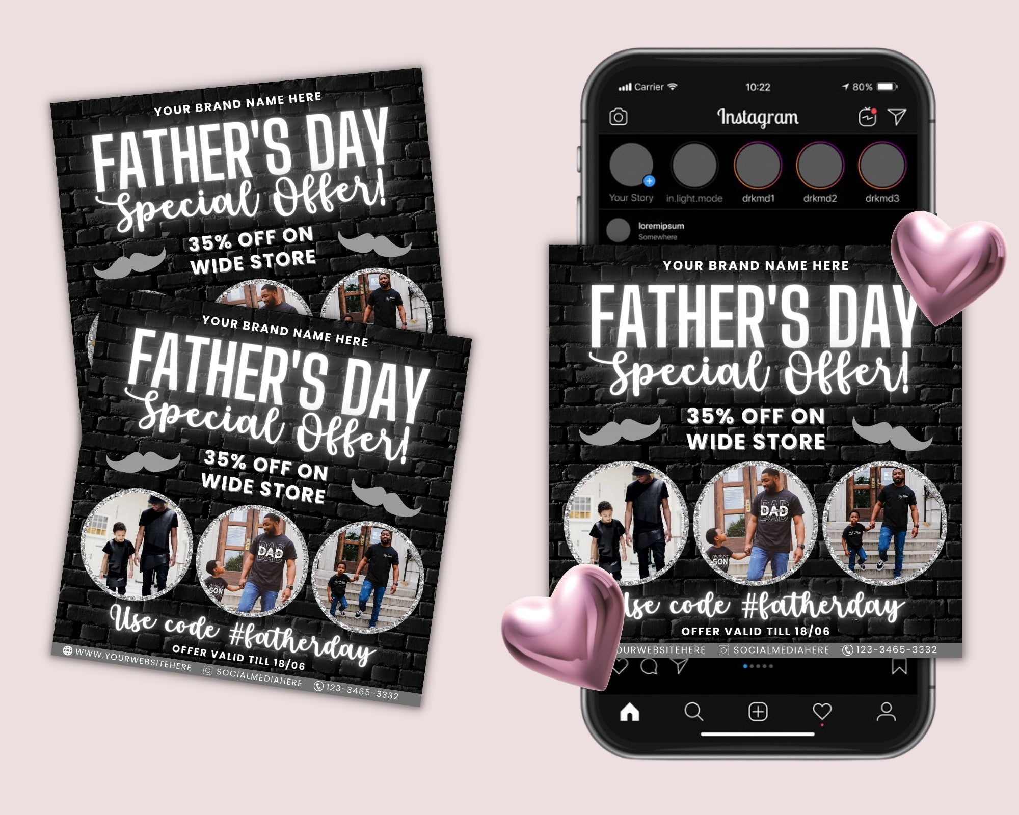 Father's Day Special Offer Flyer, Book Now Flyer, Hair Nails Lashes Mua Flyer, Wig Install Flyer, Social Media Flyer, Flyer Template