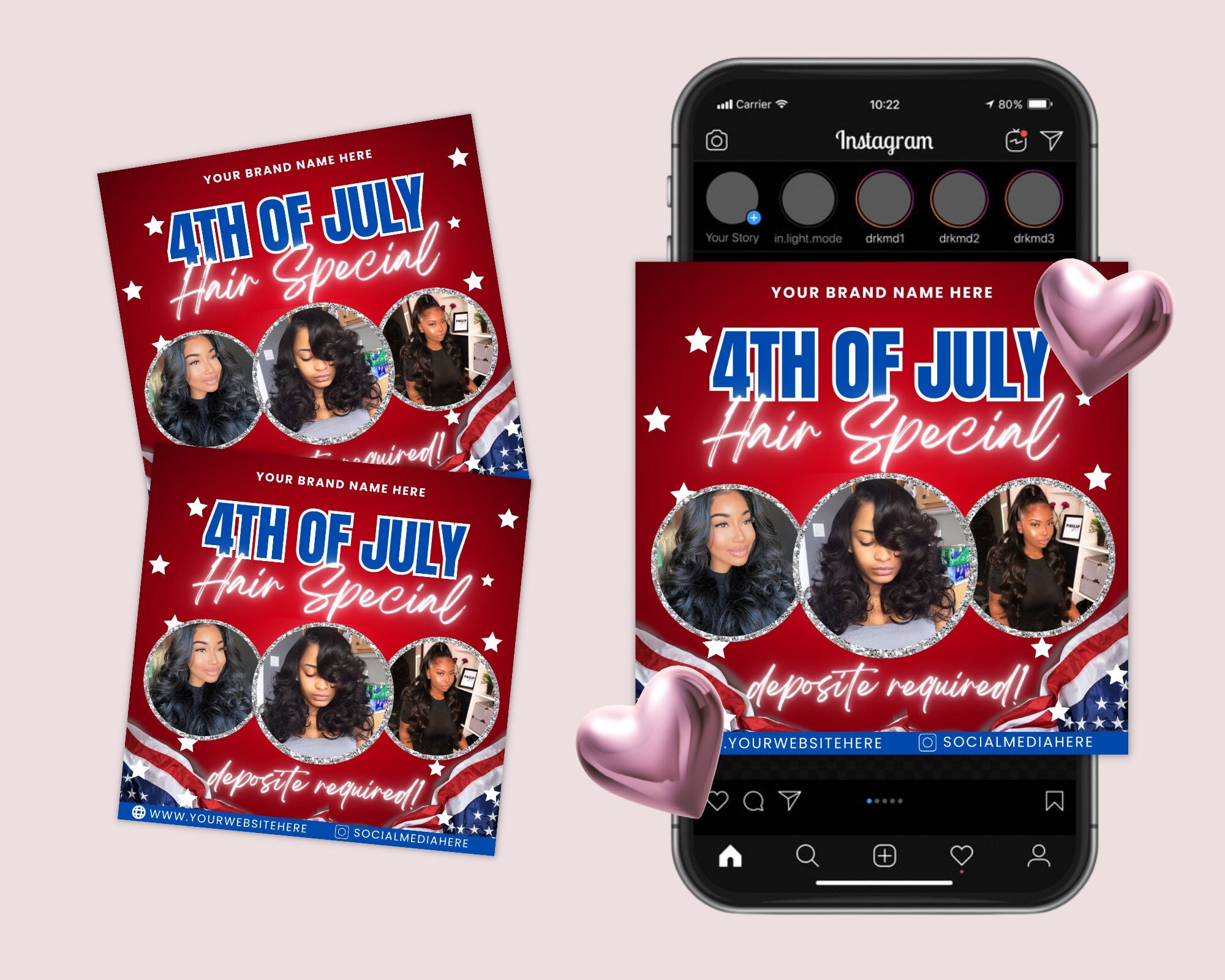 4th of July Flyer, 4th of July Hair Deals Flyer, Independence Day Flyer, DIY Flyer Template, Social Media Post, Canva Flyer,Instant Download