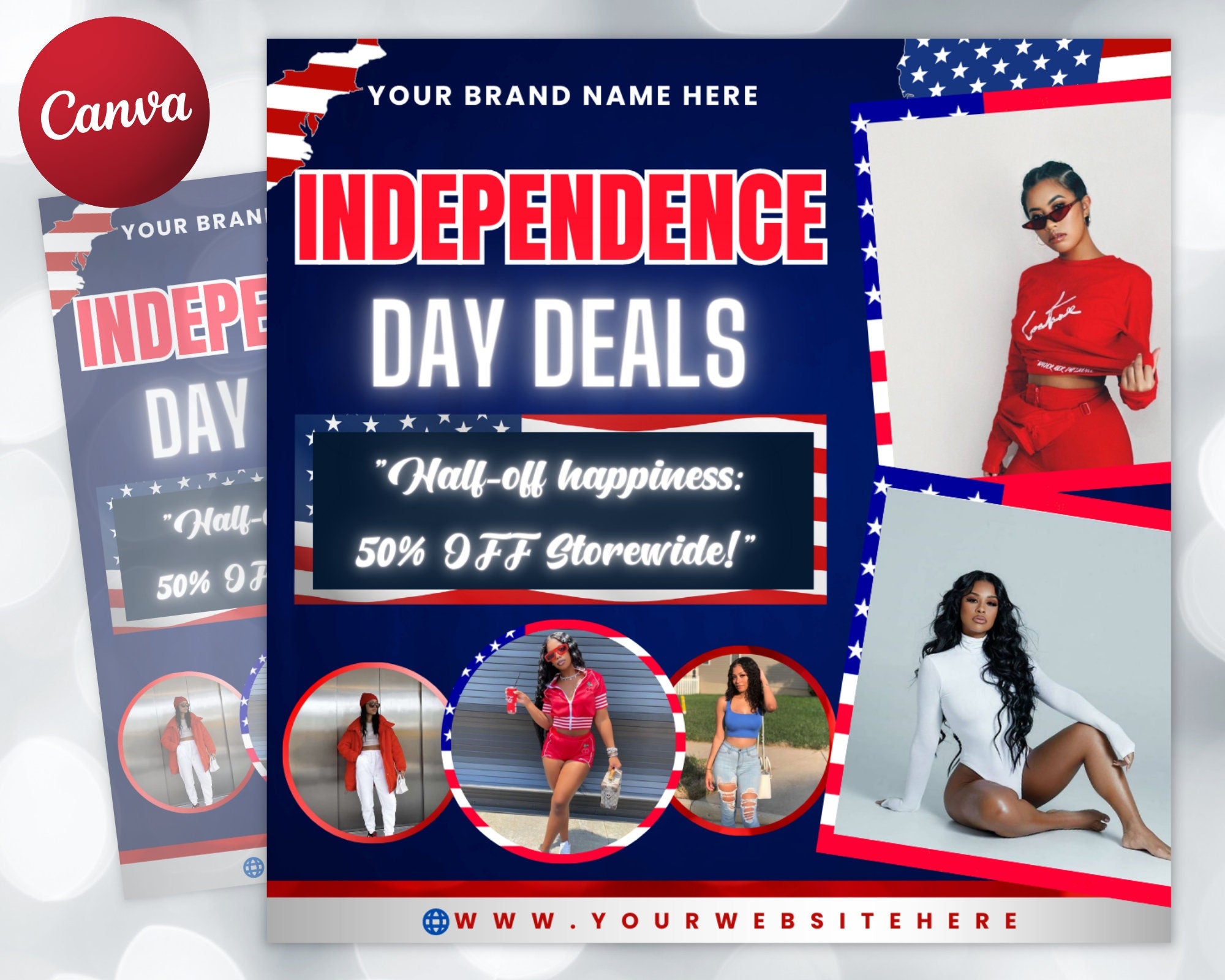 4th of July Flyer, 4th of July Booking Flyer, Independence Day Flyer, DIY Flyer Template, Social Media Post, Canva Flyer, Instant Download