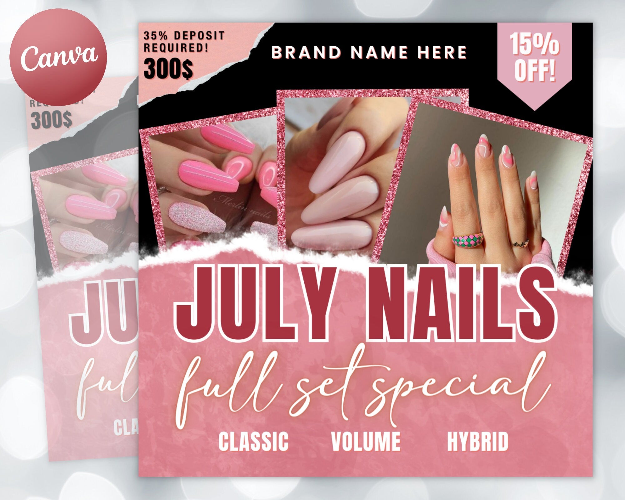 July Booking Flyer, Nail Special Flyer, DIY Summer Flyer, Summer Sale Flyer, Social Media Flyer, Canva Flyer Template, Digital Download