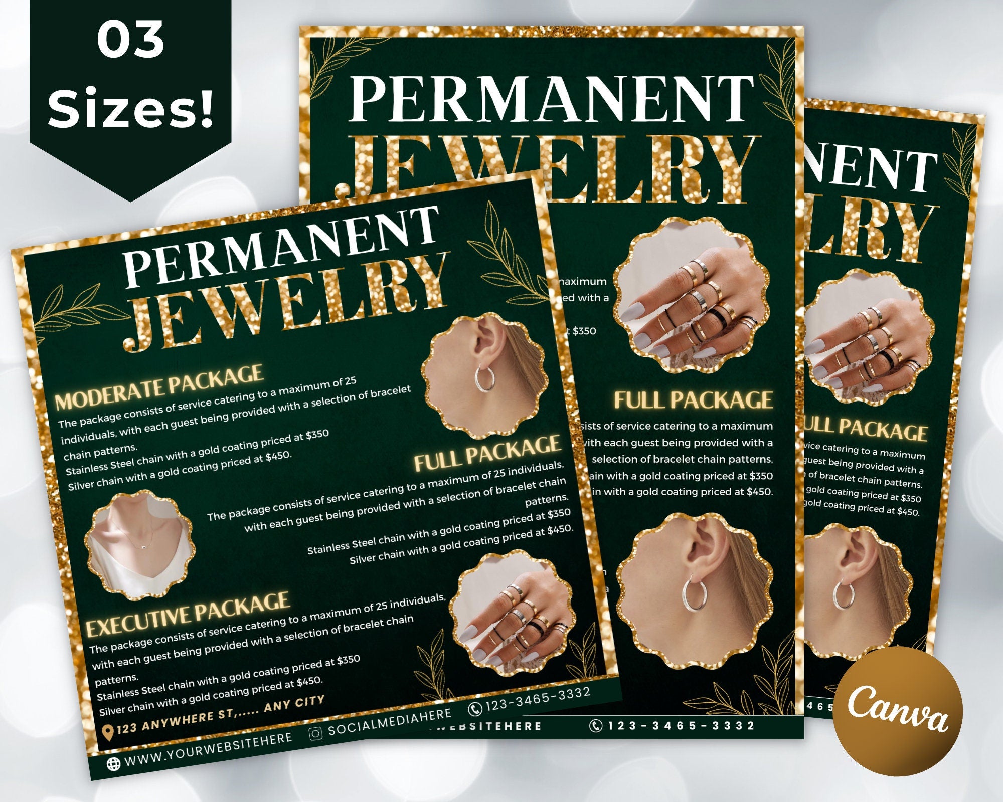 Permanent Jewelry Flyer, Permanent Jewelry Pop Up, Permanent Jewelry Marketing, Editable Instagram Post, Canva Flyer, Instant Download