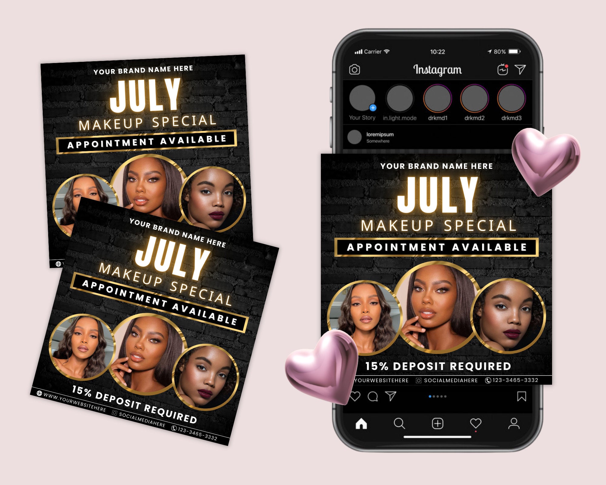 July Booking Flyer, Makeup Special Flyer, DIY Summer Flyer, Summer Sale Flyer, Social Media Flyer, Canva Flyer Template, Digital Download