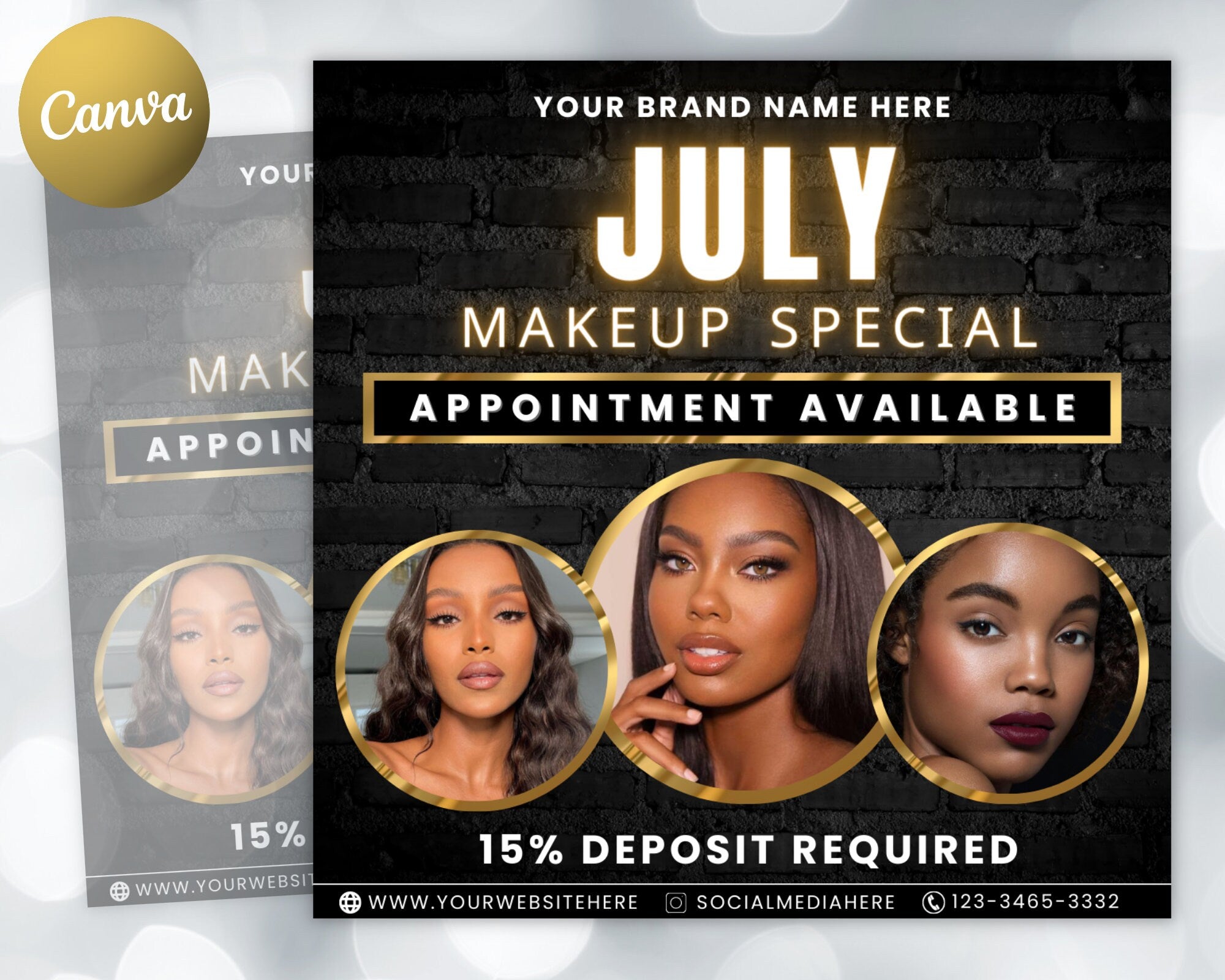 July Booking Flyer, Makeup Special Flyer, DIY Summer Flyer, Summer Sale Flyer, Social Media Flyer, Canva Flyer Template, Digital Download