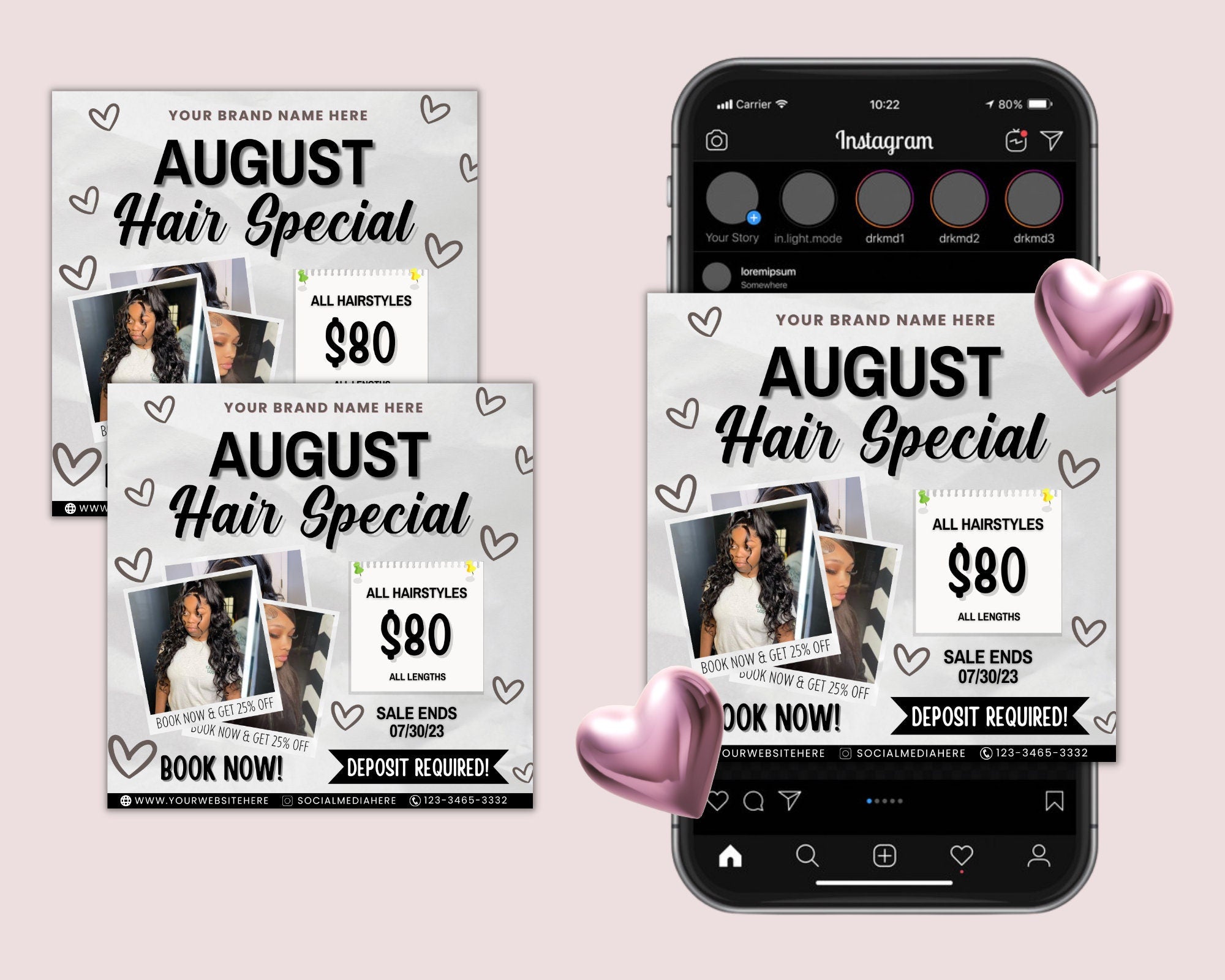 August Bookings Flyer, August Bookings Available, Hair Flyer, August Appointment Flyer, August Calendar Flyer, Makeup, Booking Flyer