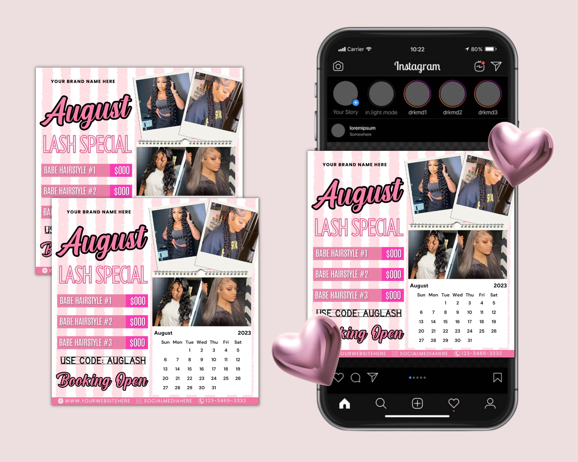 August Bookings Flyer, August Bookings Available, August Appointment Flyer, August Calendar Flyer, Hair, Nails, Makeup, Lashes, Braids, Wig